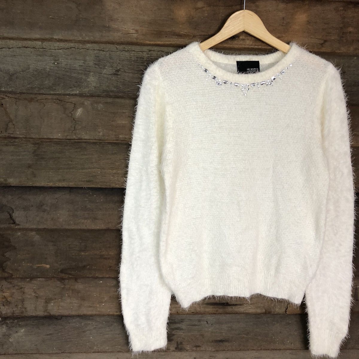 Homespun Knitwear × Japanese Brand DL Hk Work London White Mohair Knitwear #B623 Size M / US 6-8 / IT 42-44 - 7 Thumbnail