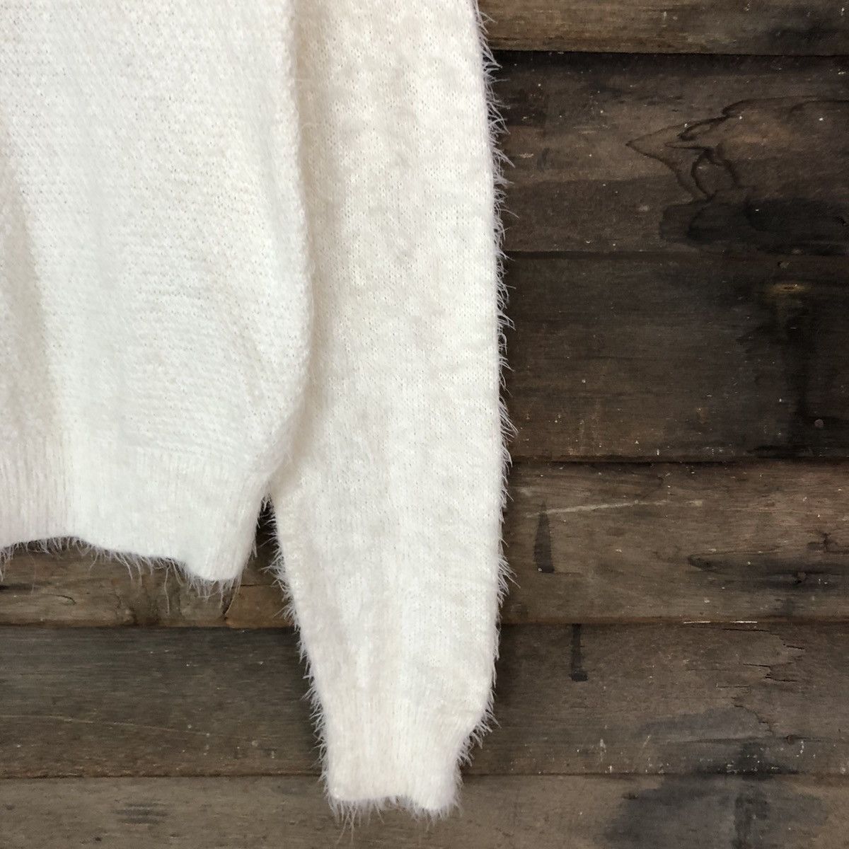 Homespun Knitwear × Japanese Brand DL Hk Work London White Mohair Knitwear #B623 Size M / US 6-8 / IT 42-44 - 4 Thumbnail