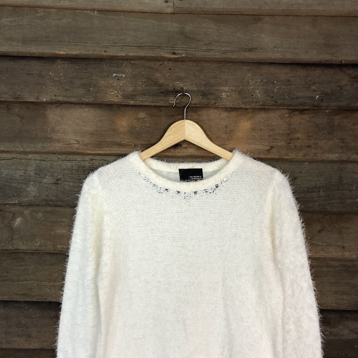 Homespun Knitwear × Japanese Brand DL Hk Work London White Mohair Knitwear #B623 Size M / US 6-8 / IT 42-44 - 2 Thumbnail