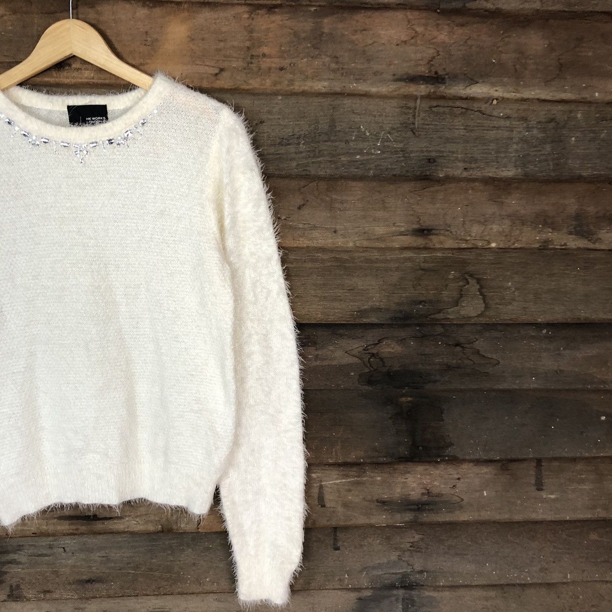 Homespun Knitwear × Japanese Brand DL Hk Work London White Mohair Knitwear #B623 Size M / US 6-8 / IT 42-44 - 5 Thumbnail