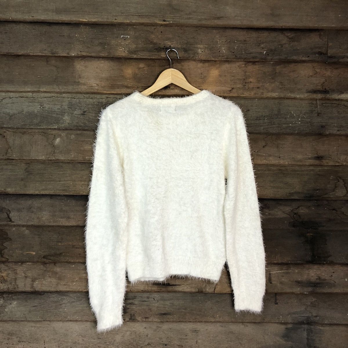Homespun Knitwear × Japanese Brand DL Hk Work London White Mohair Knitwear #B623 Size M / US 6-8 / IT 42-44 - 12 Thumbnail