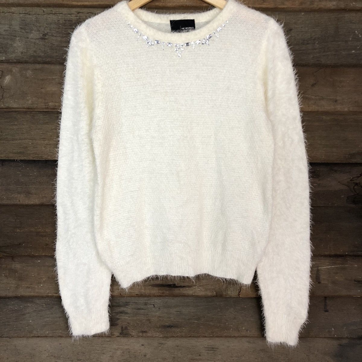 Homespun Knitwear × Japanese Brand DL Hk Work London White Mohair Knitwear #B623 Size M / US 6-8 / IT 42-44 - 8 Thumbnail