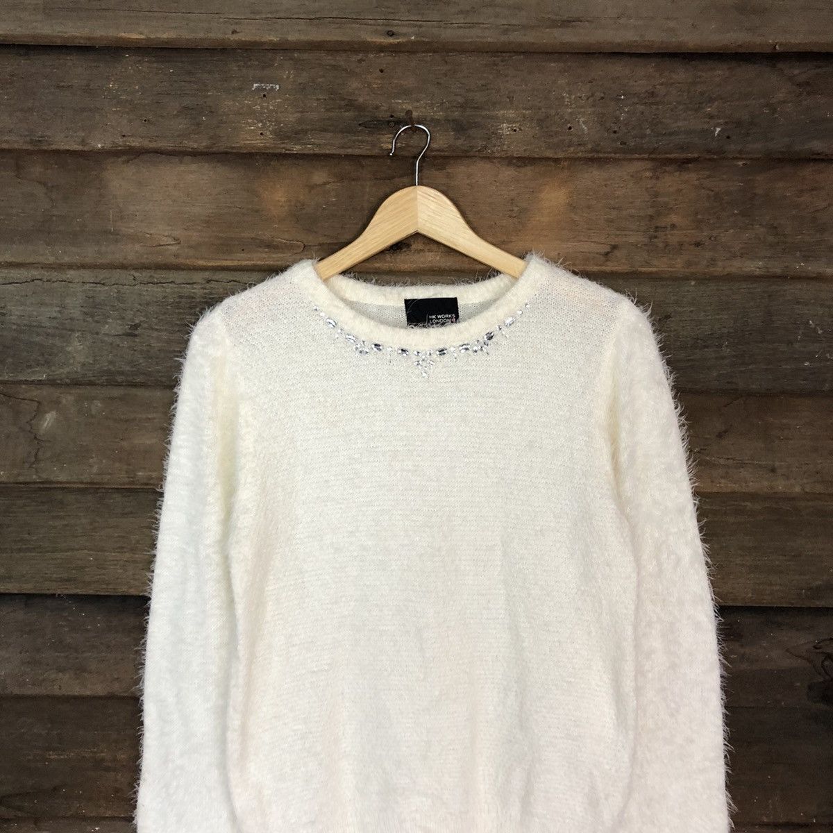 Homespun Knitwear × Japanese Brand DL Hk Work London White Mohair Knitwear #B623 Size M / US 6-8 / IT 42-44 - 9 Thumbnail