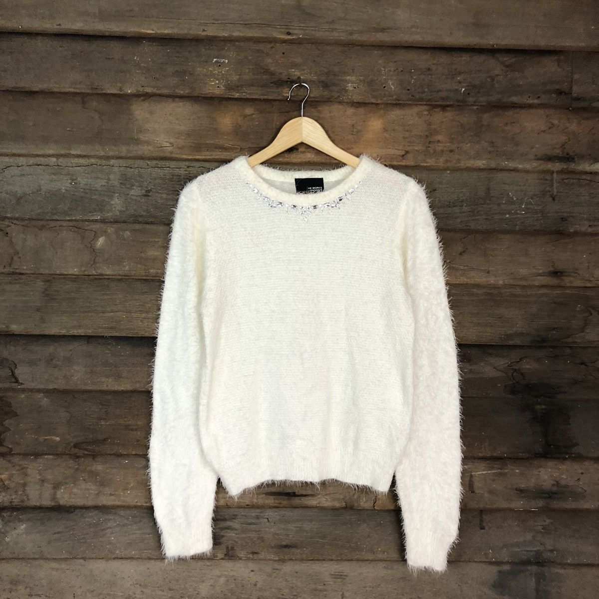 Homespun Knitwear × Japanese Brand DL Hk Work London White Mohair Knitwear #B623 Size M / US 6-8 / IT 42-44 - 1 Thumbnail