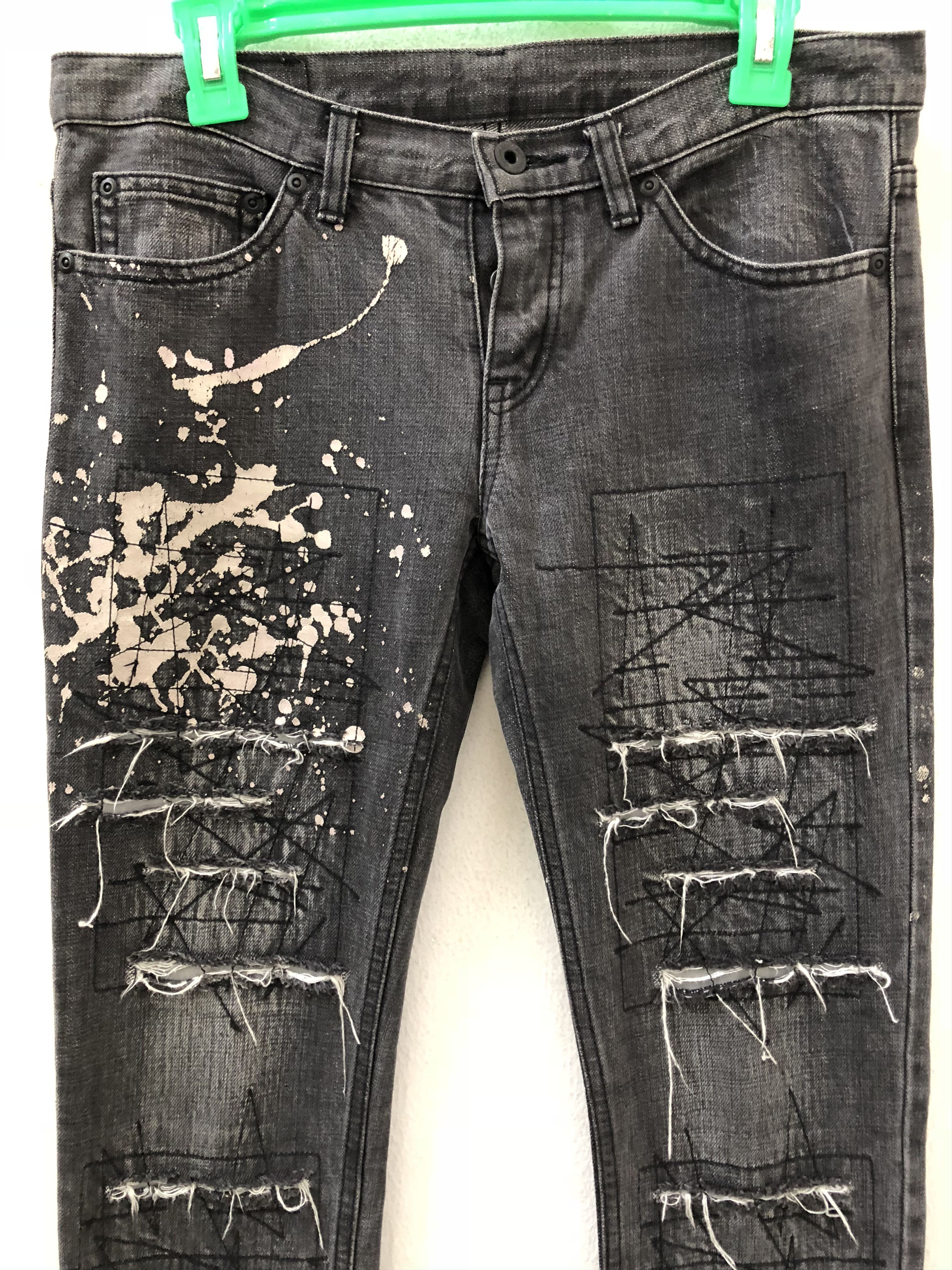 Hysteric Glamour Vintage HG Japan Paint Splatter Rips Patchwork Low Rise Size US 29 - 4 Thumbnail