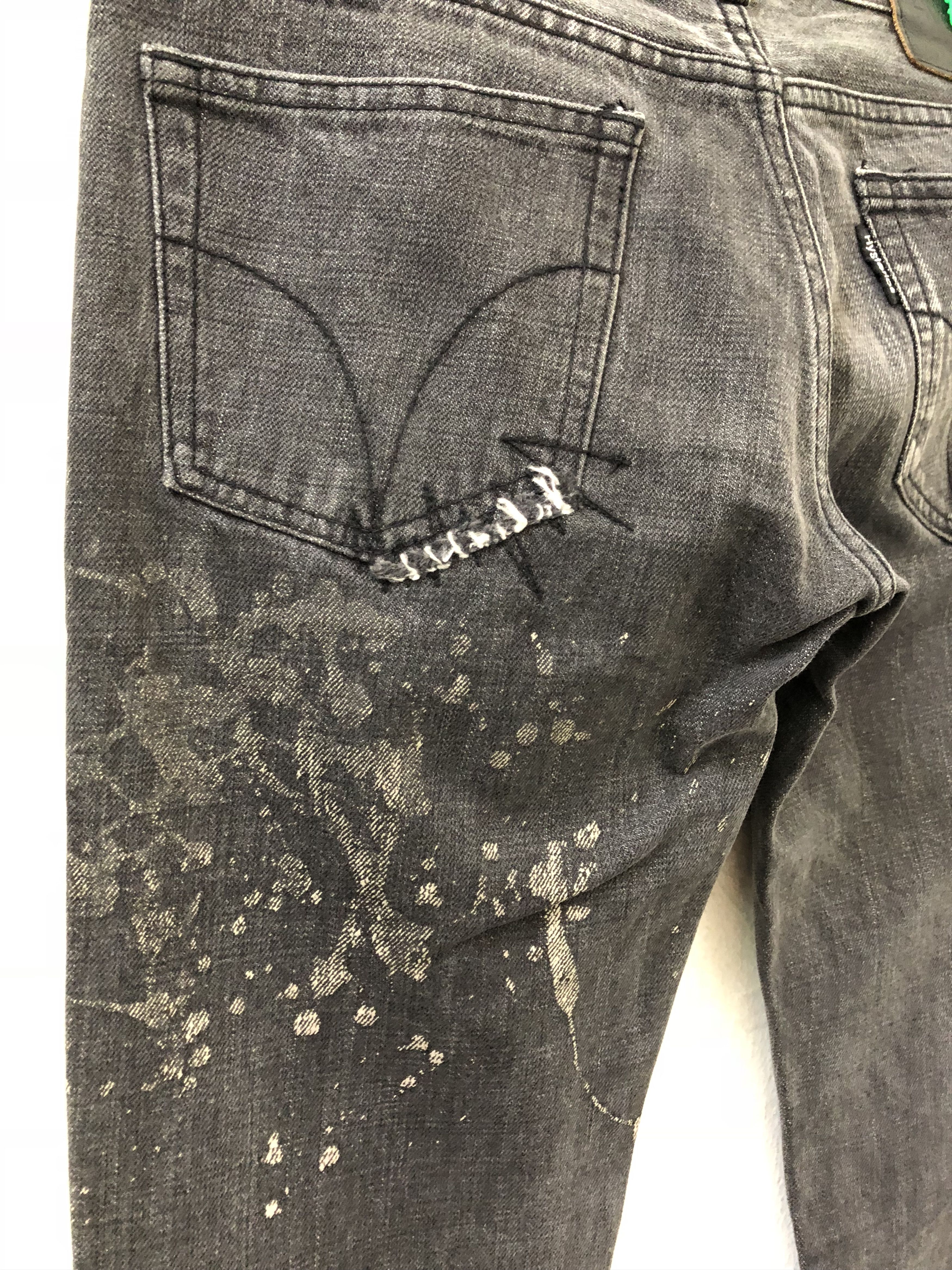 Hysteric Glamour Vintage HG Japan Paint Splatter Rips Patchwork Low Rise Size US 29 - 9 Thumbnail