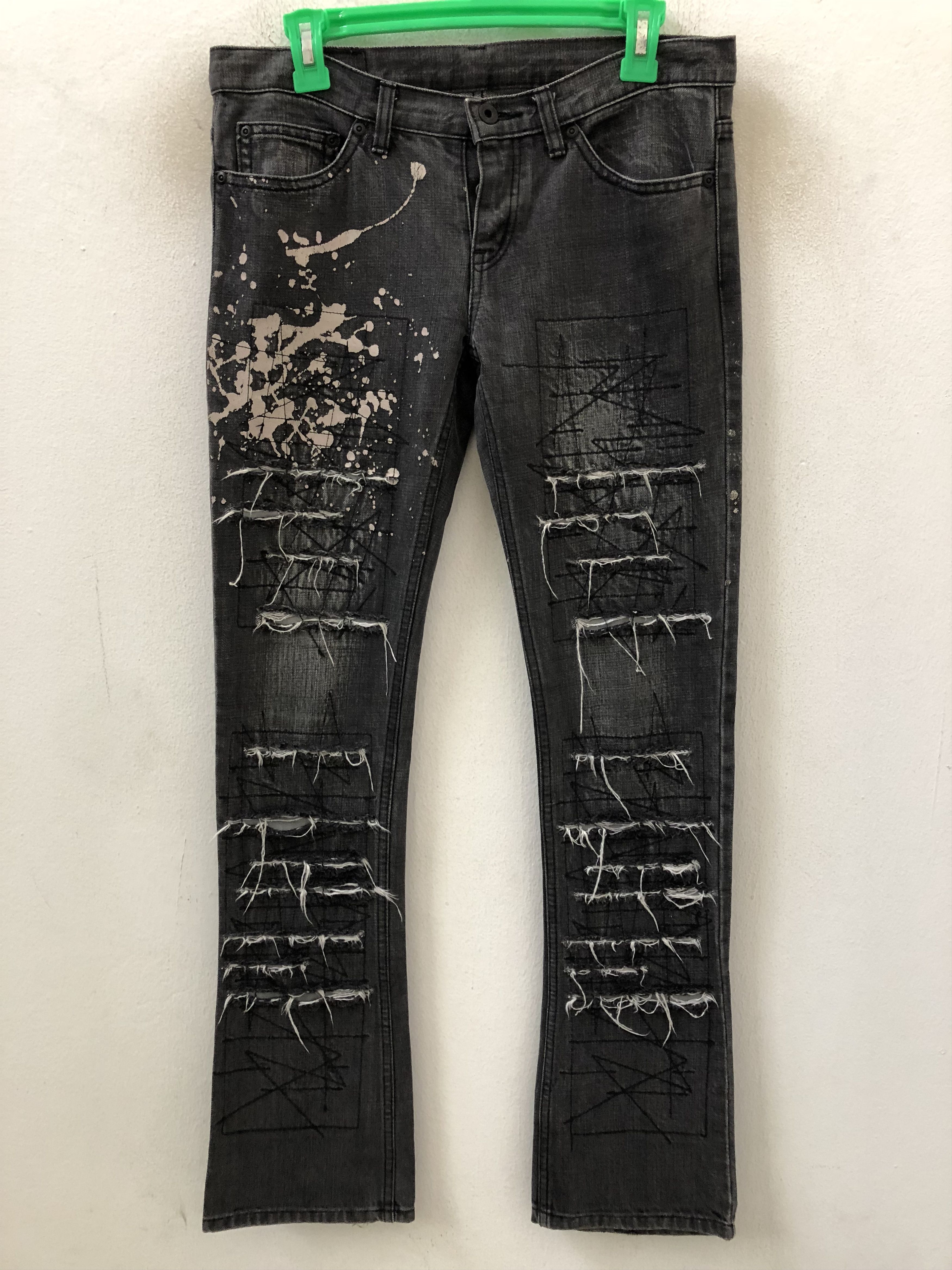 Hysteric Glamour Vintage HG Japan Paint Splatter Rips Patchwork Low Rise Size US 29 - 3 Thumbnail