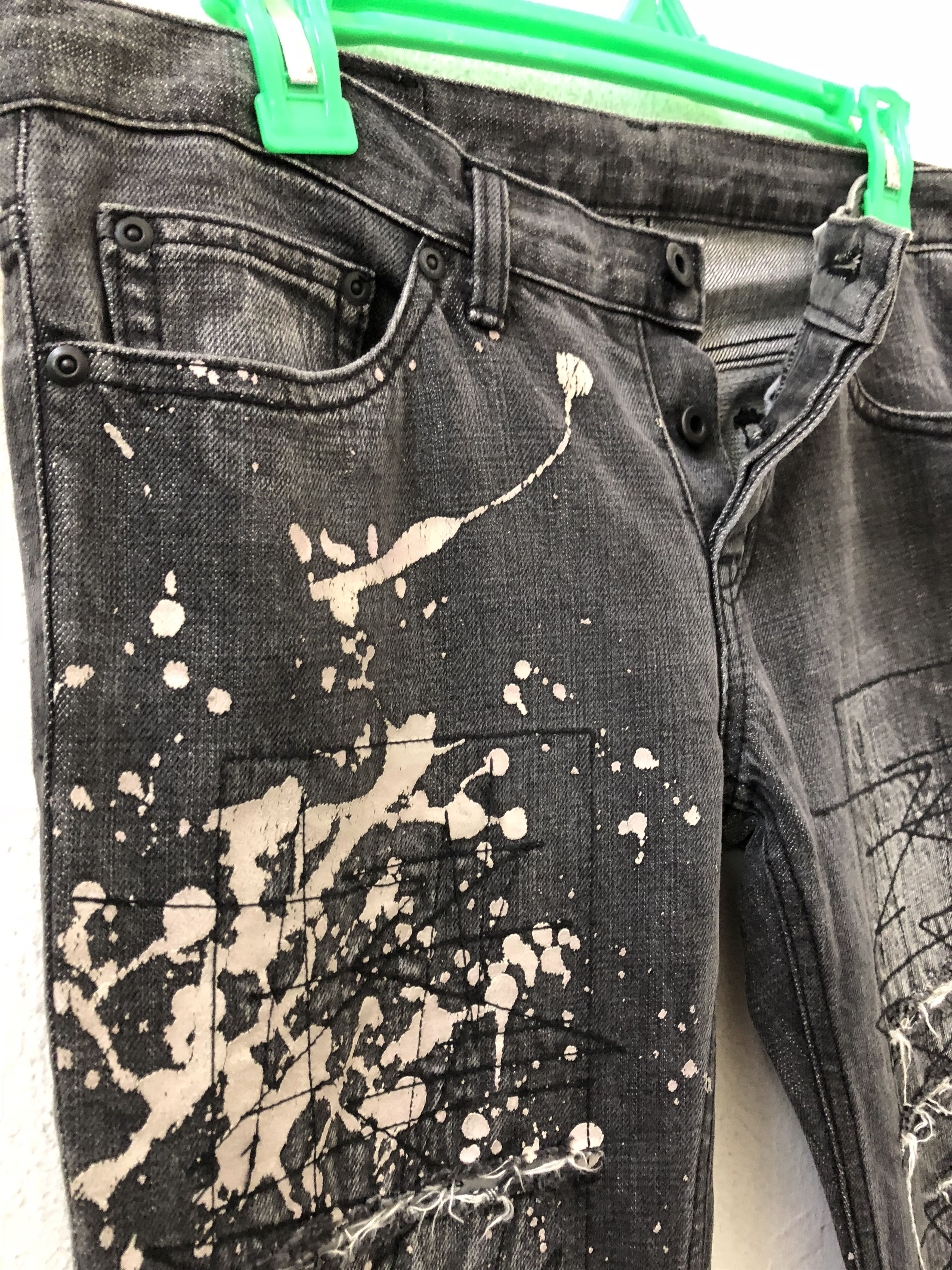 Hysteric Glamour Vintage HG Japan Paint Splatter Rips Patchwork Low Rise Size US 29 - 6 Thumbnail