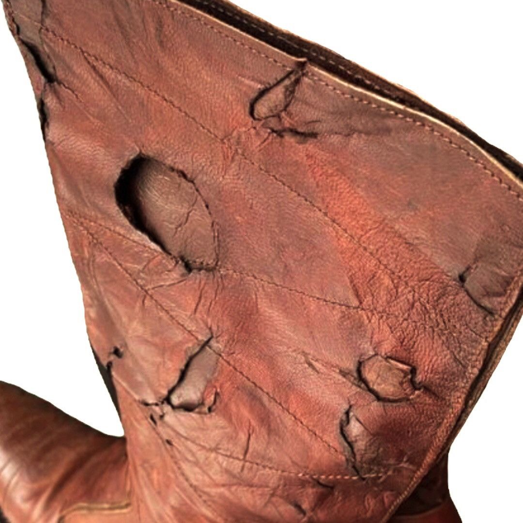 Gianni Barbato 🔵distressed calfskin leather zipped knee boots brown Size US 9 / IT 39 - 2 Thumbnail