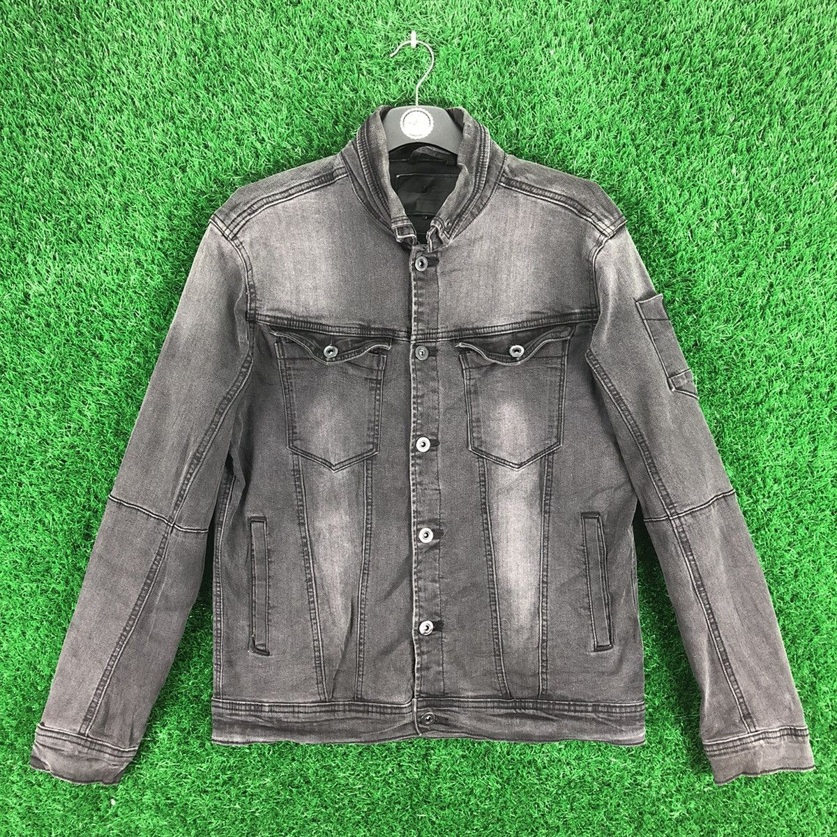 Japanese Brand Vintage Denim Trucker Jacket by Doux Fresco Mode Pour Hommes Size US M / EU 48-50 / 2 - 1 Thumbnail