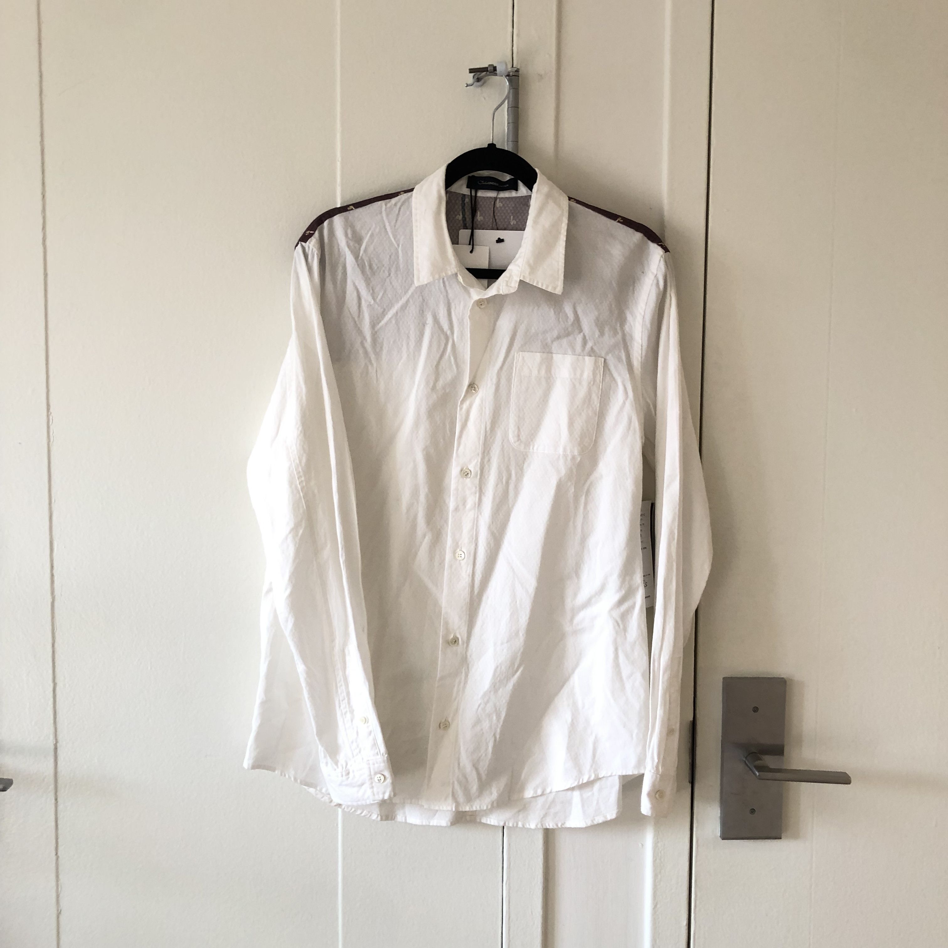 image of John Undercover Paisley Button Up in White, Men's (Size Large)