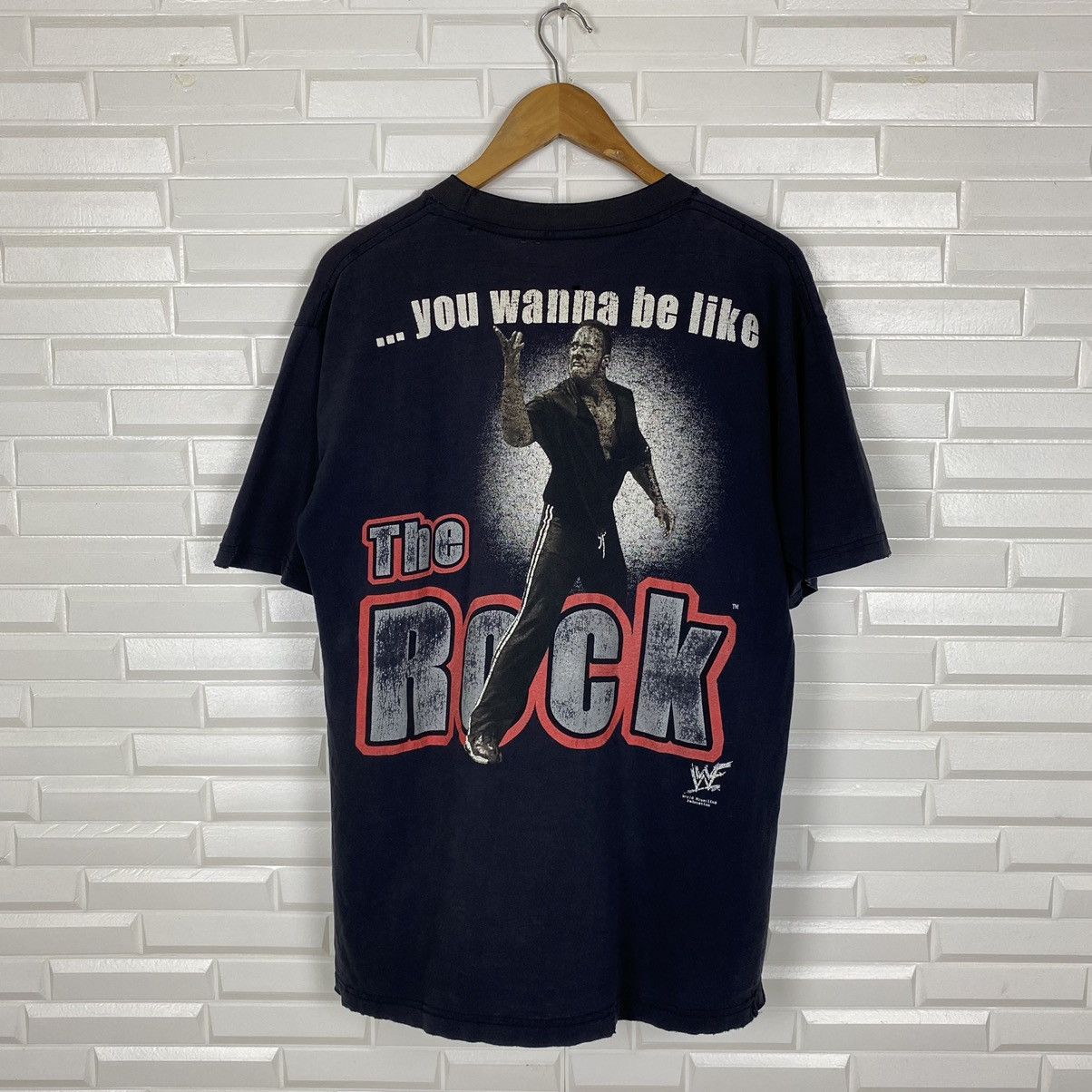 Vintage × Wwe × Wwf VINTAGE BOOTLEG DISTRESSED WWF THE ROCK TSHIRT ...