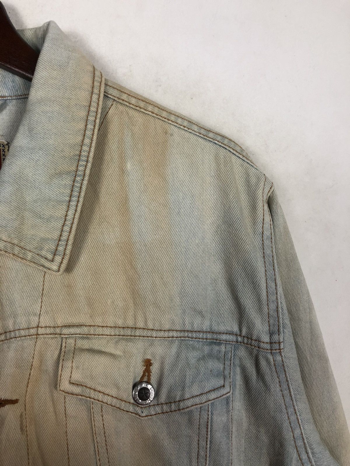 Japanese Brand Olive Blouch Denim Bleach Jacket Size US M / EU 48-50 / 2 - 7 Thumbnail