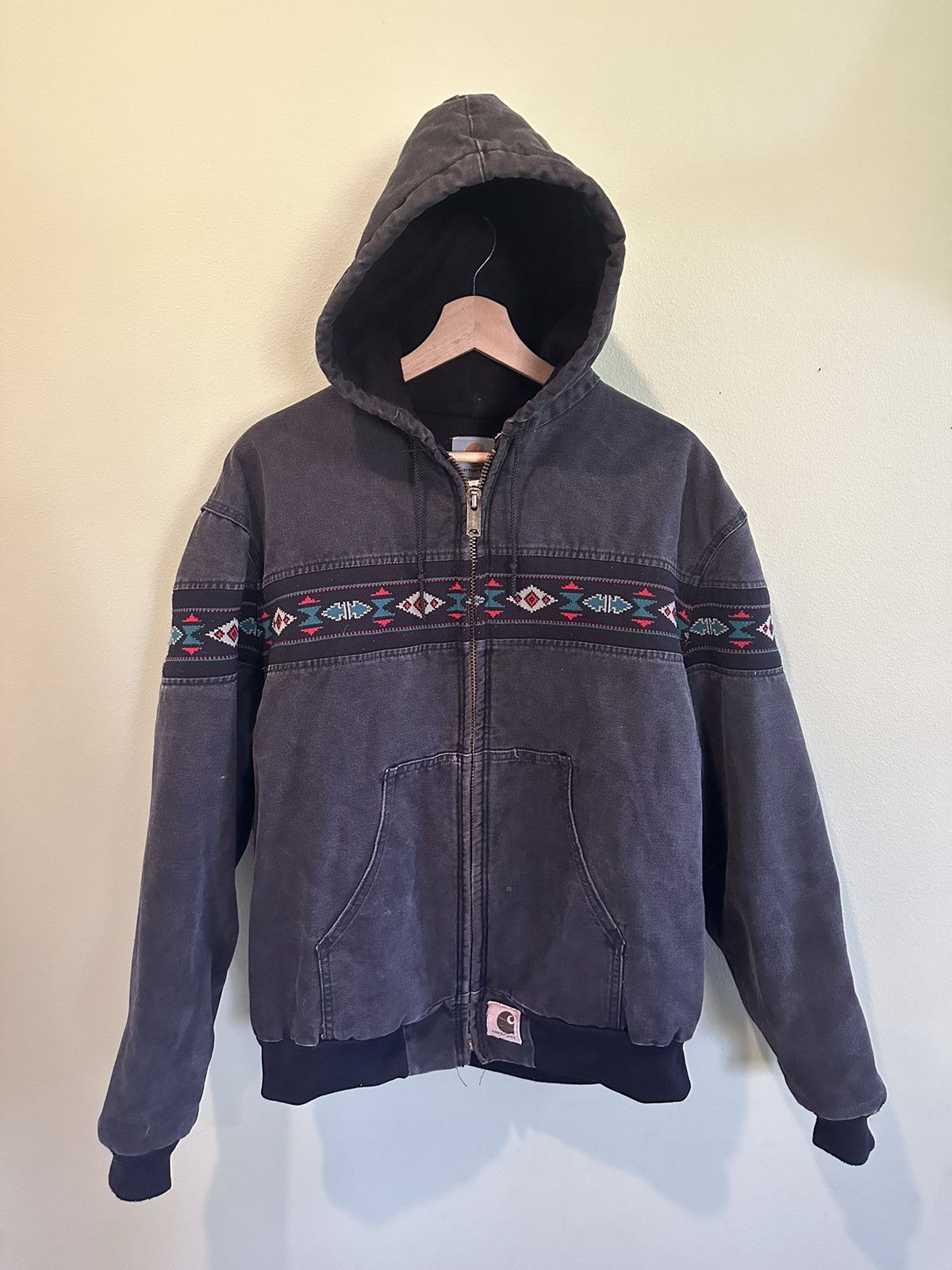 Vintage 90’s AZTEC CARHARTT HOODED JACKET (XL) | Grailed