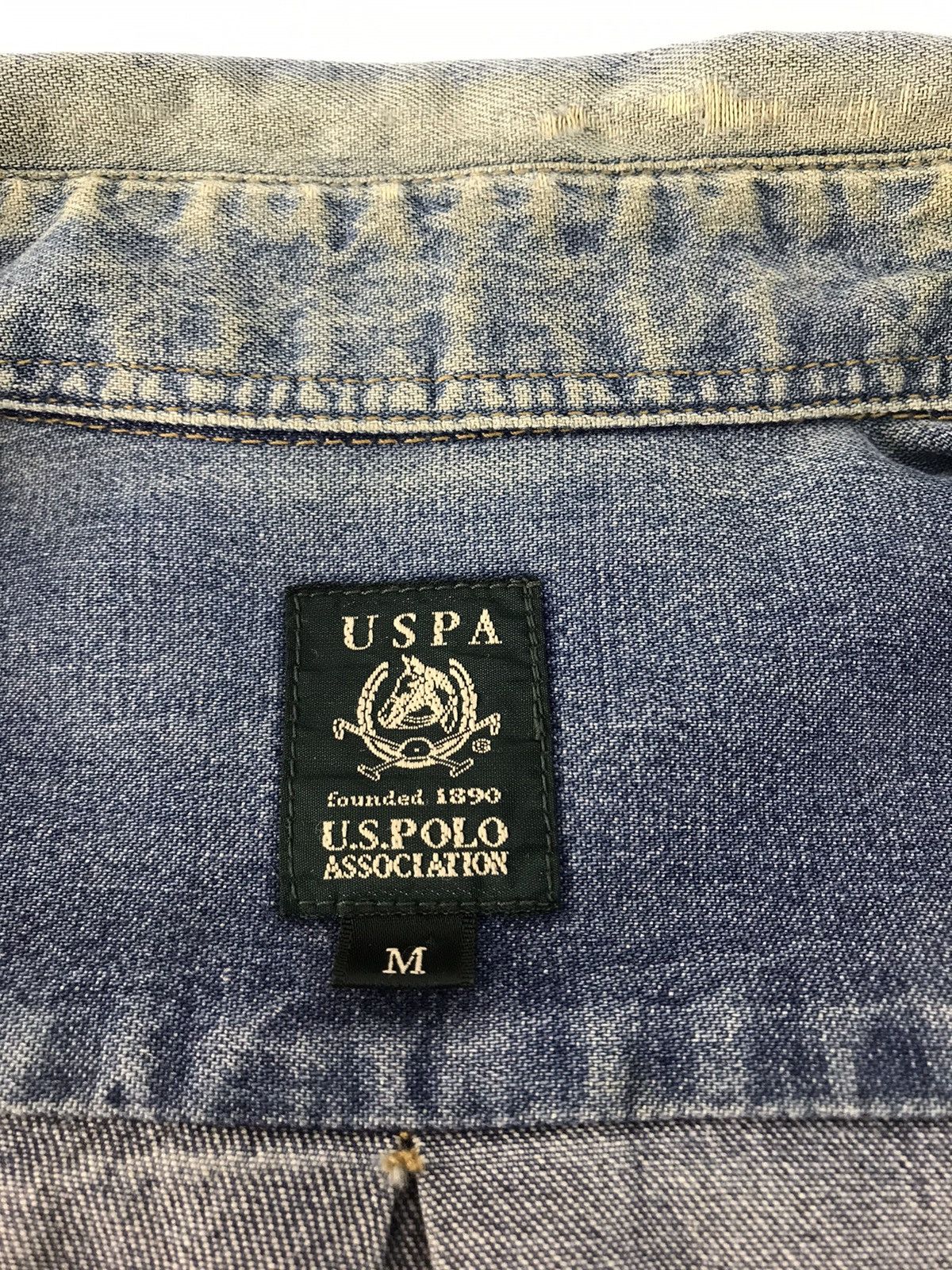 U.S. Polo Assn. × Vintage USPA US Polo Association Denim Jacket Trucker Single Pockets Size US L / EU 52-54 / 3 - 7 Thumbnail
