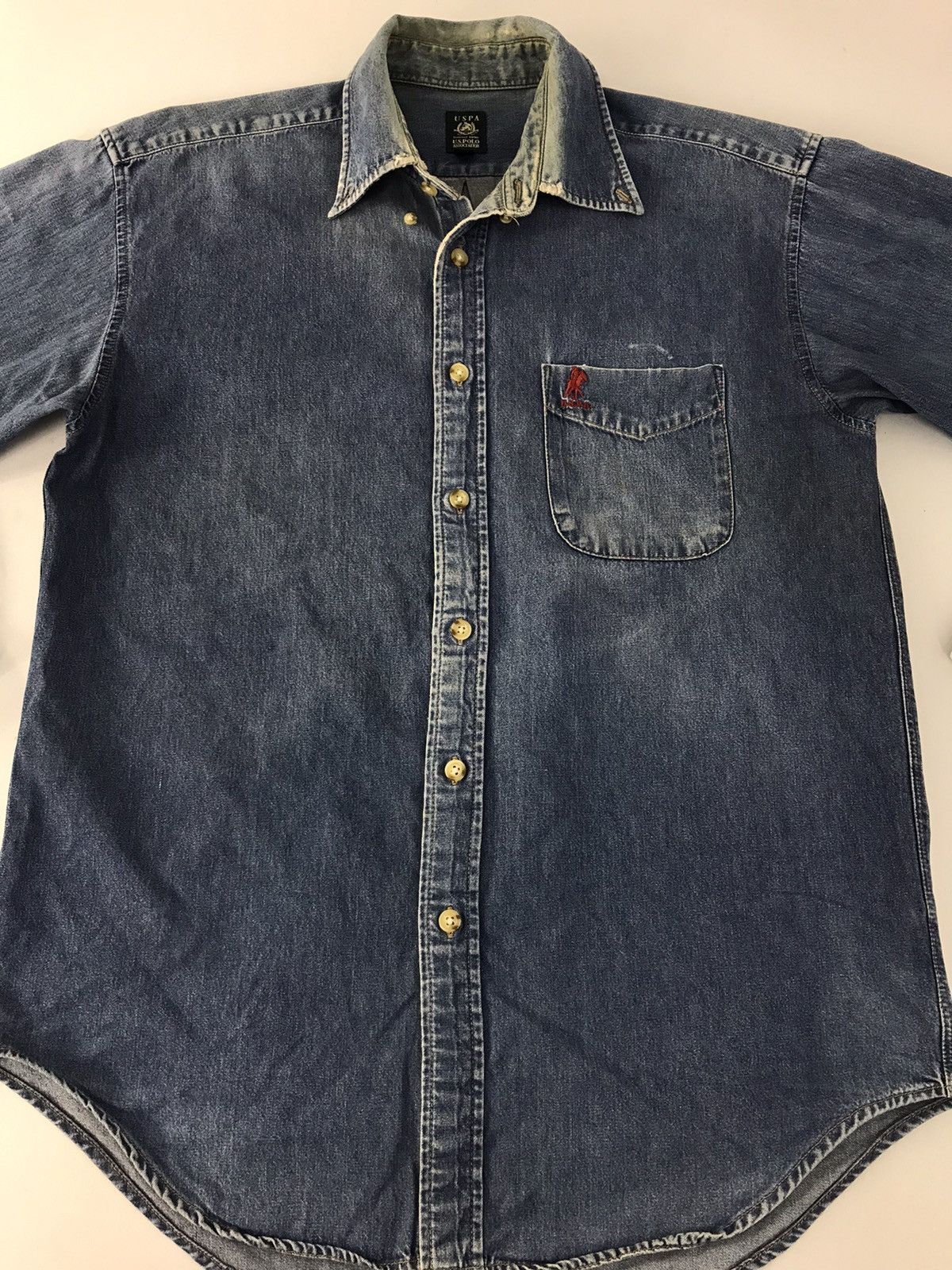 U.S. Polo Assn. × Vintage USPA US Polo Association Denim Jacket Trucker Single Pockets Size US L / EU 52-54 / 3 - 4 Thumbnail