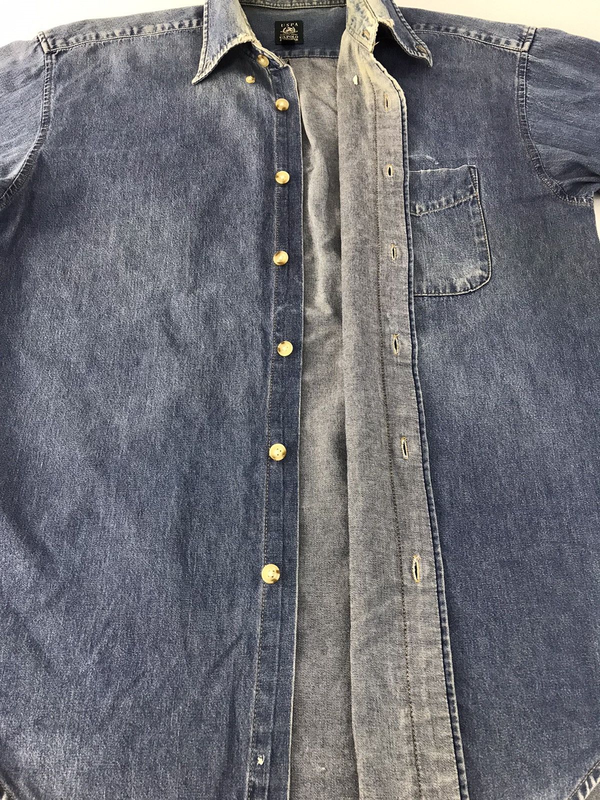 U.S. Polo Assn. × Vintage USPA US Polo Association Denim Jacket Trucker Single Pockets Size US L / EU 52-54 / 3 - 5 Thumbnail