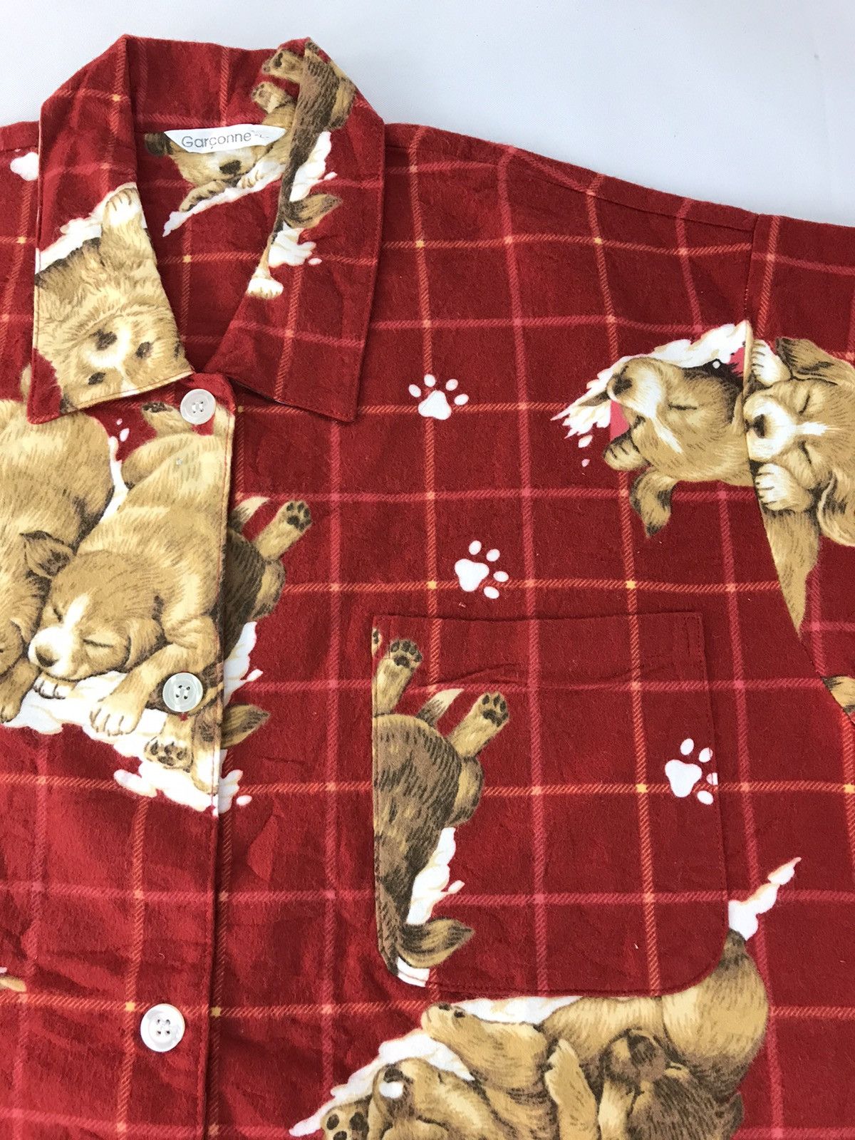 Japanese Brand Garçonne Button Down All Over Puppy Pug Logo Style Sleeper Size US XL / EU 56 / 4 - 3 Thumbnail