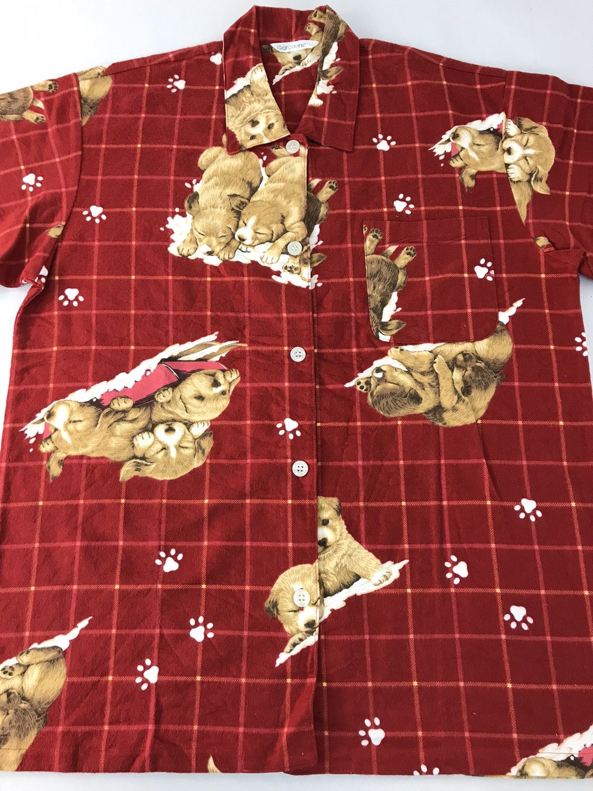 Japanese Brand Garçonne Button Down All Over Puppy Pug Logo Style Sleeper Size US XL / EU 56 / 4 - 4 Thumbnail