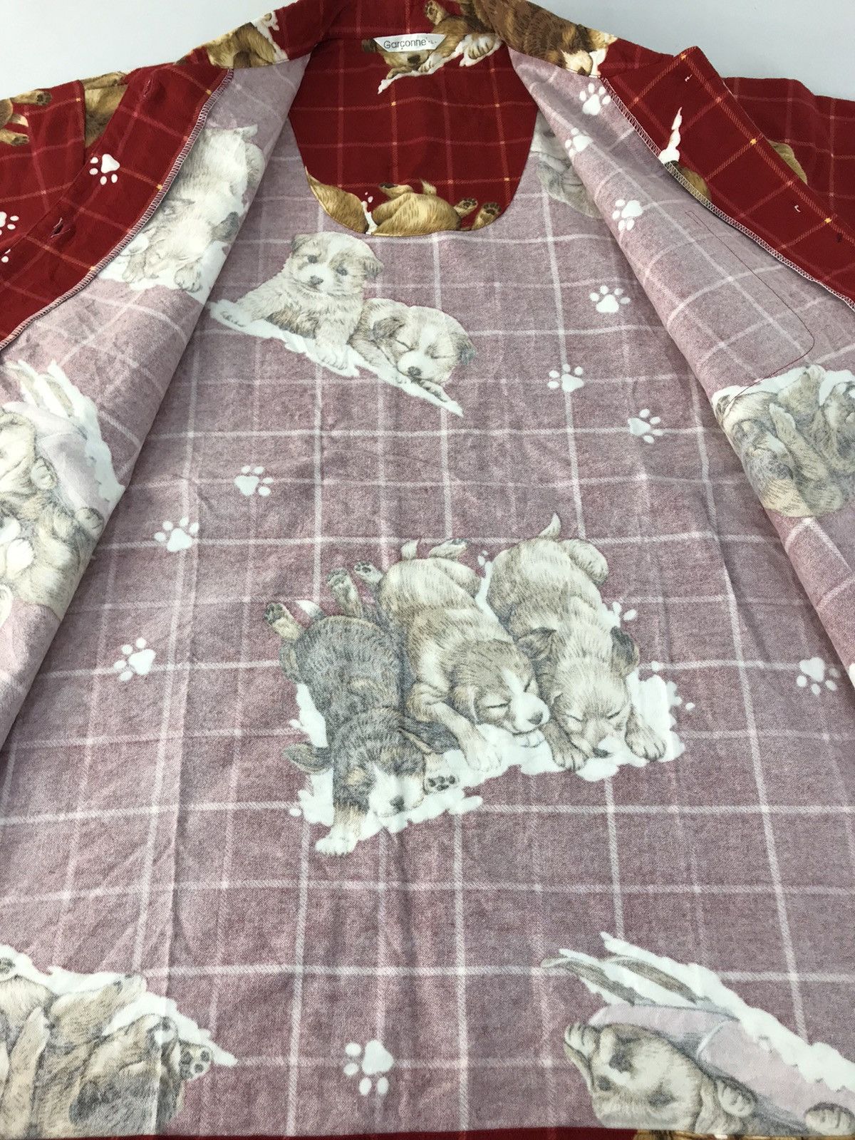 Japanese Brand Garçonne Button Down All Over Puppy Pug Logo Style Sleeper Size US XL / EU 56 / 4 - 6 Thumbnail