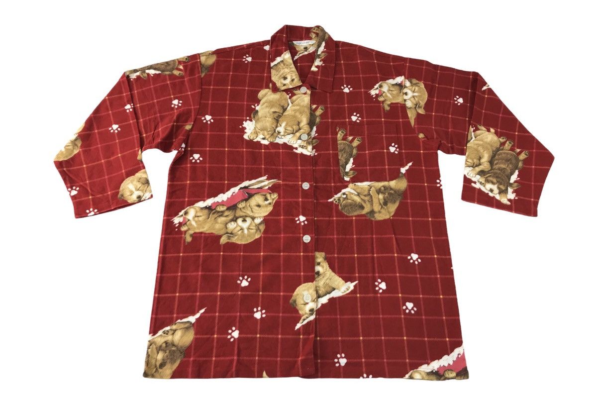 Japanese Brand Garçonne Button Down All Over Puppy Pug Logo Style Sleeper Size US XL / EU 56 / 4 - 1 Thumbnail