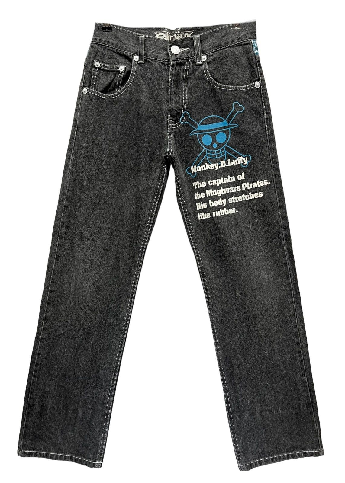 One Piece RARE🔥Vtg 90’s MONKEY D. LUFFY ONE PIECE ANIME Black Denim Size US 28 / EU 44 - 3 Thumbnail