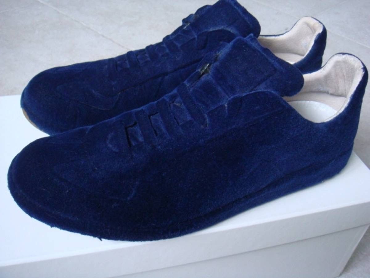 image of Maison Margiela Maison Martin Margiela Mens Archive Flocked Sneakers Fw2009 in Blue (Size 13)
