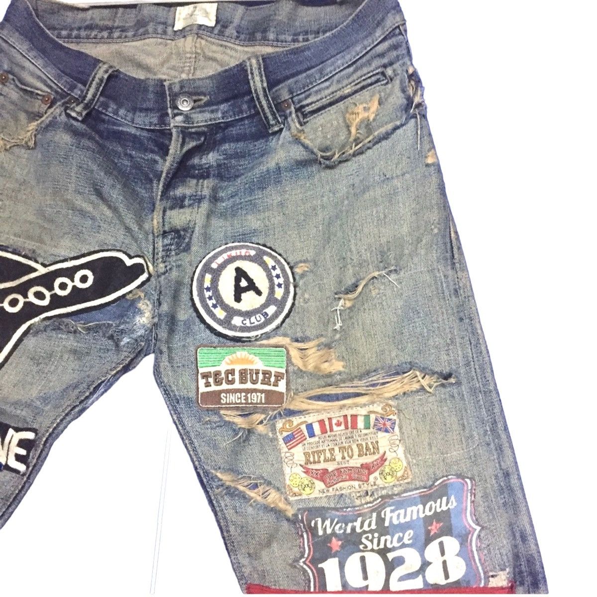 Japanese Brand Vintage Secret Jeans Distressed Ripped Denim👖Jeans Size US 34 / EU 50 - 4 Thumbnail