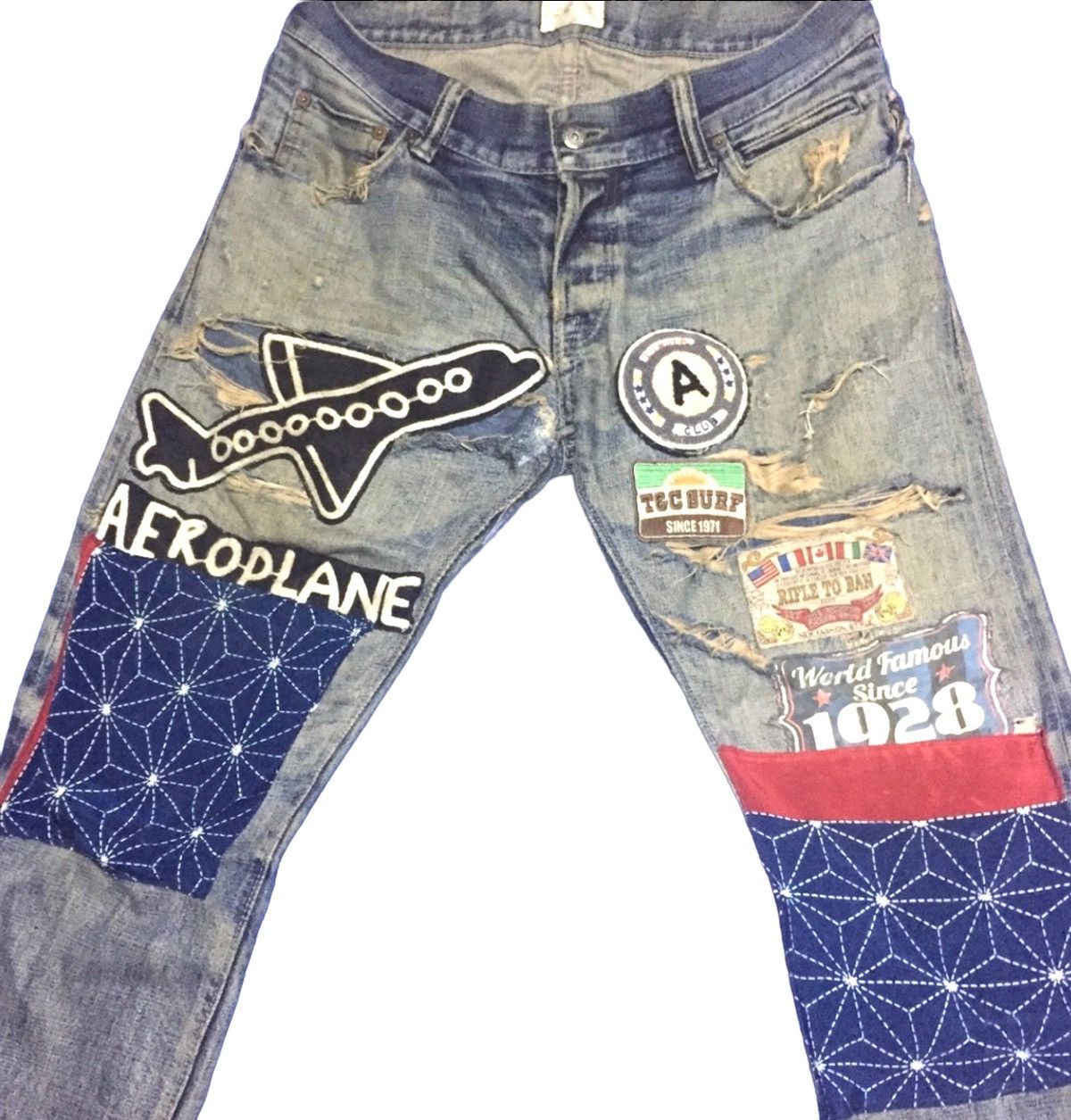 Japanese Brand Vintage Secret Jeans Distressed Ripped Denim👖Jeans Size US 34 / EU 50 - 2 Thumbnail