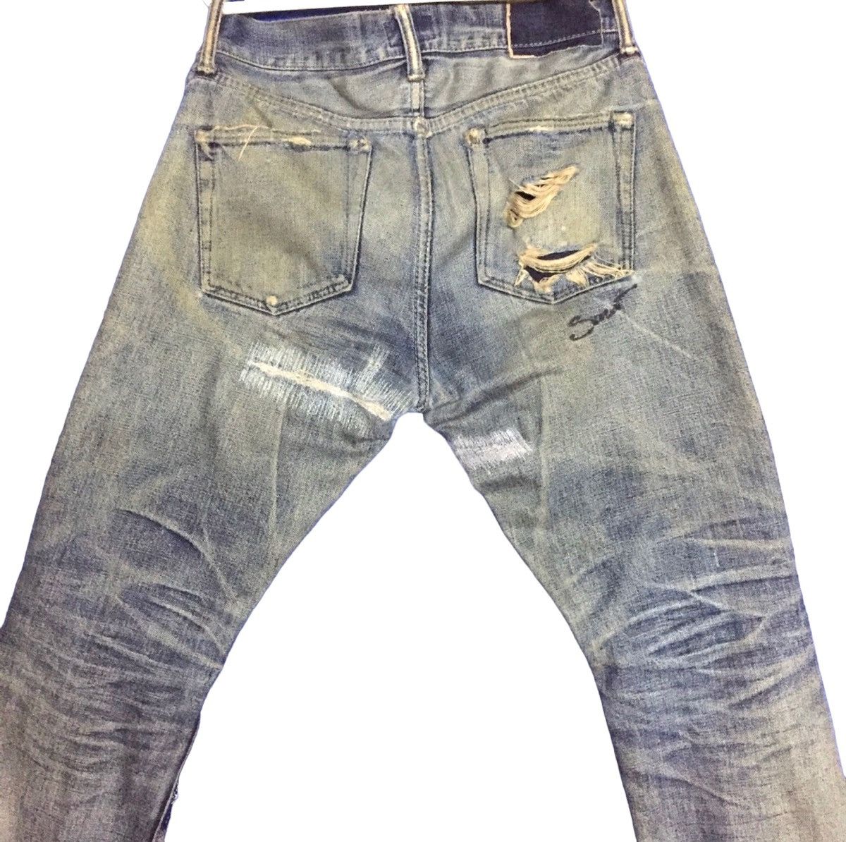 Japanese Brand Vintage Secret Jeans Distressed Ripped Denim👖Jeans Size US 34 / EU 50 - 6 Thumbnail