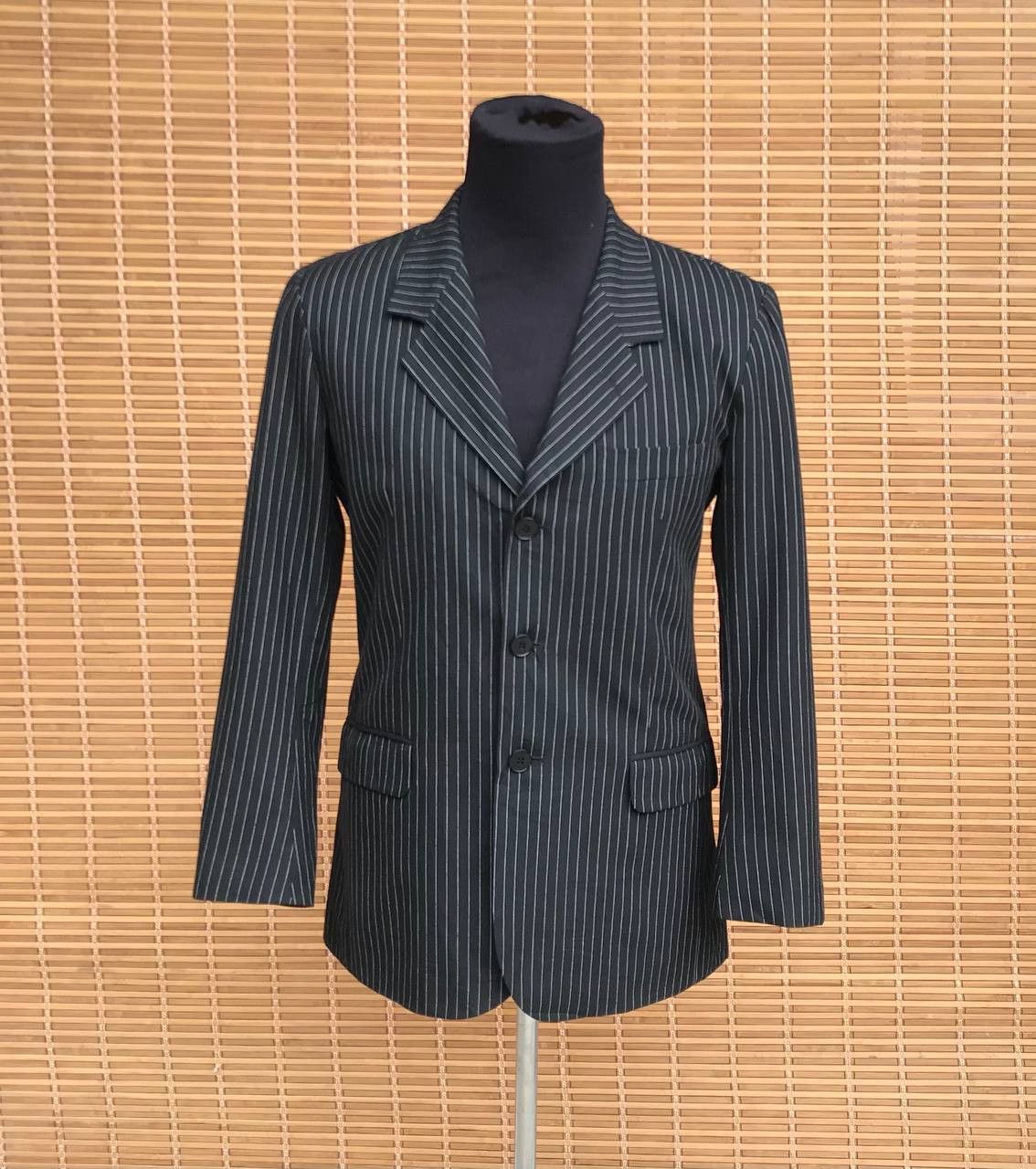 image of Agnes B Striped Coat Mens Jacket in Blacks (Size Medium)