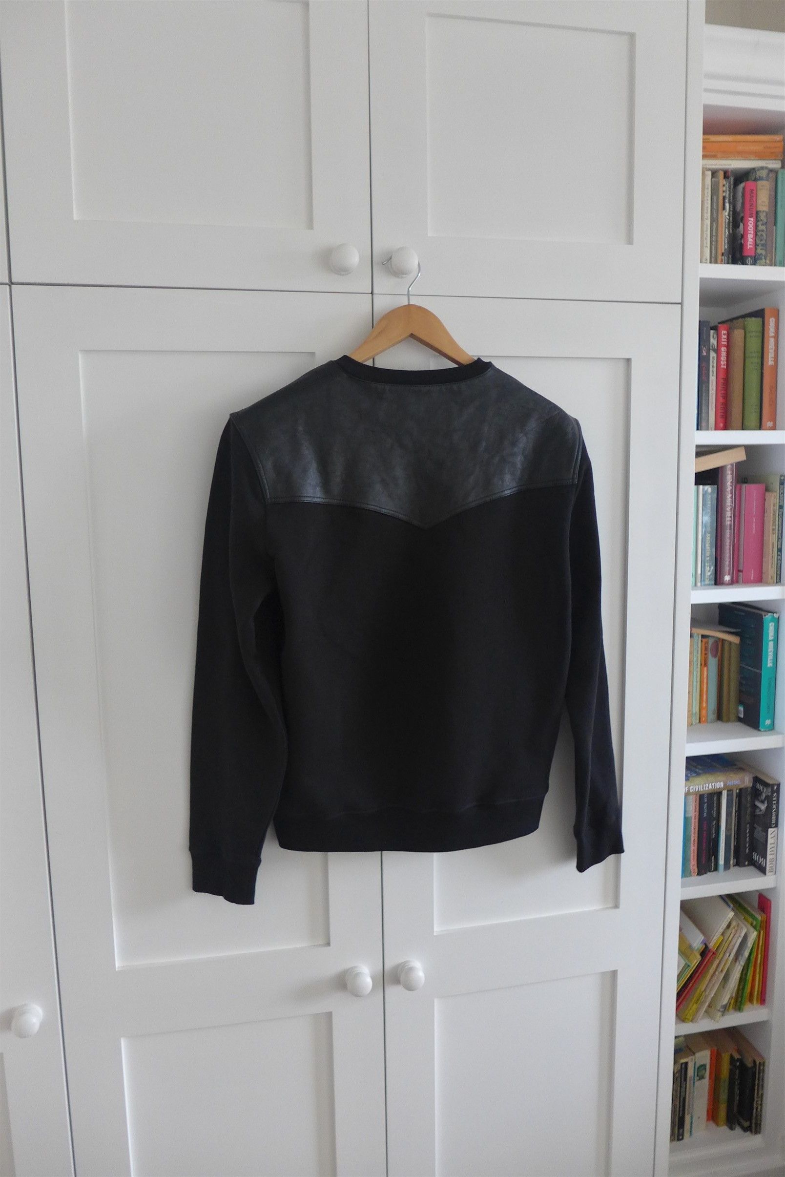 Saint Laurent Paris Saint Laurent FW19 Leather Panelled Black Sweatshirt Size US M / EU 48-50 / 2 - 2 Thumbnail