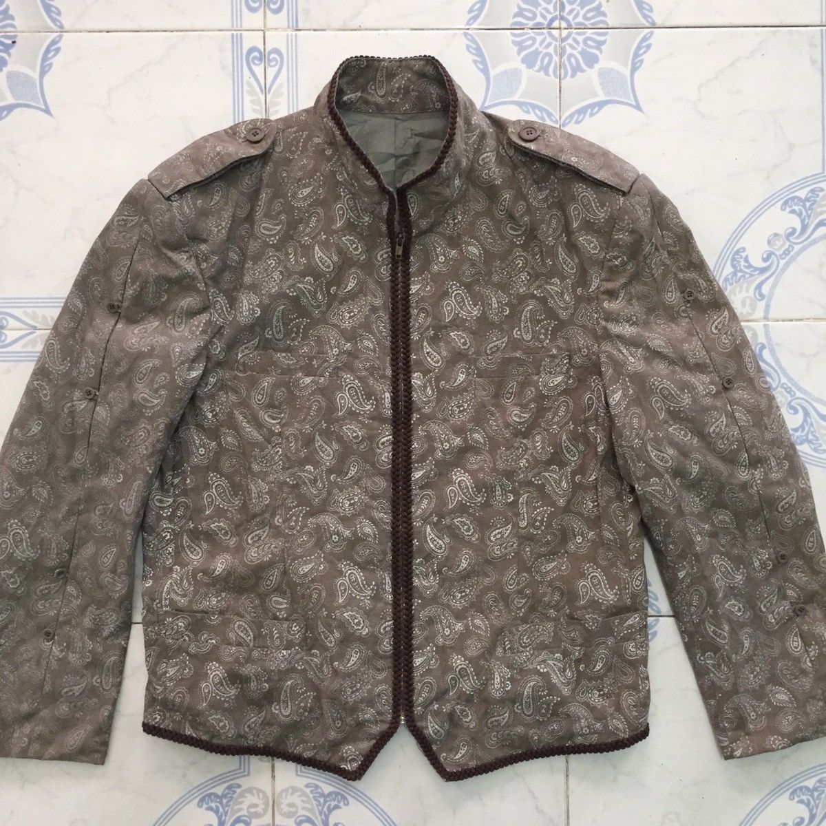 Japanese Brand Pad Shoulder Paisley Kerchief Bandana Style Zipper Jacket Size US M / EU 48-50 / 2 - 4 Thumbnail