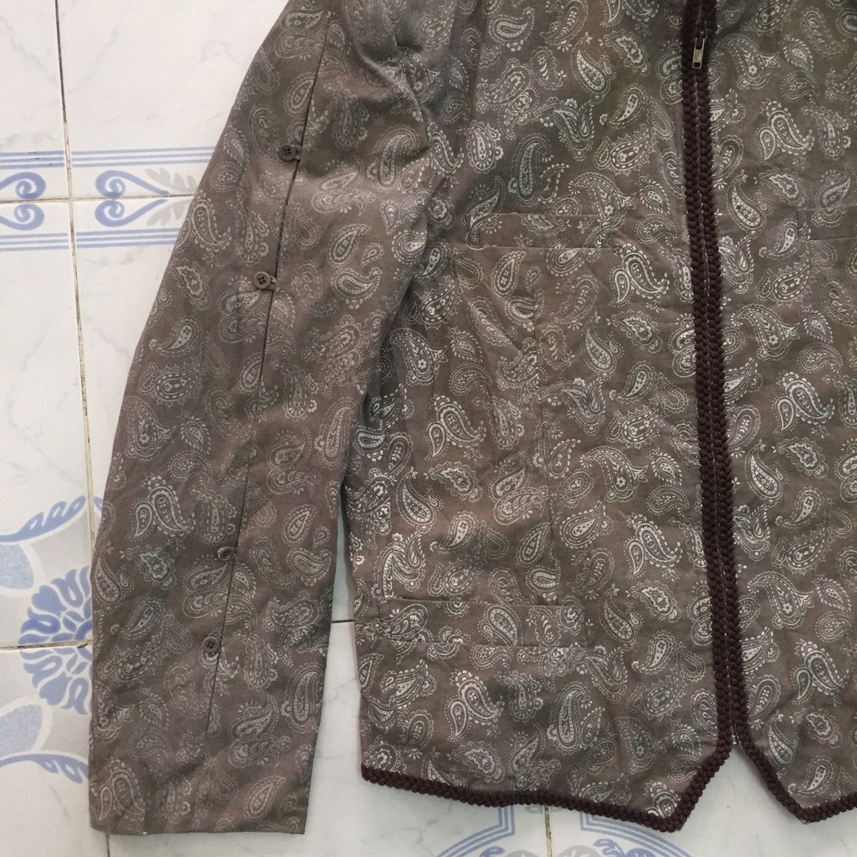 Japanese Brand Pad Shoulder Paisley Kerchief Bandana Style Zipper Jacket Size US M / EU 48-50 / 2 - 2 Thumbnail