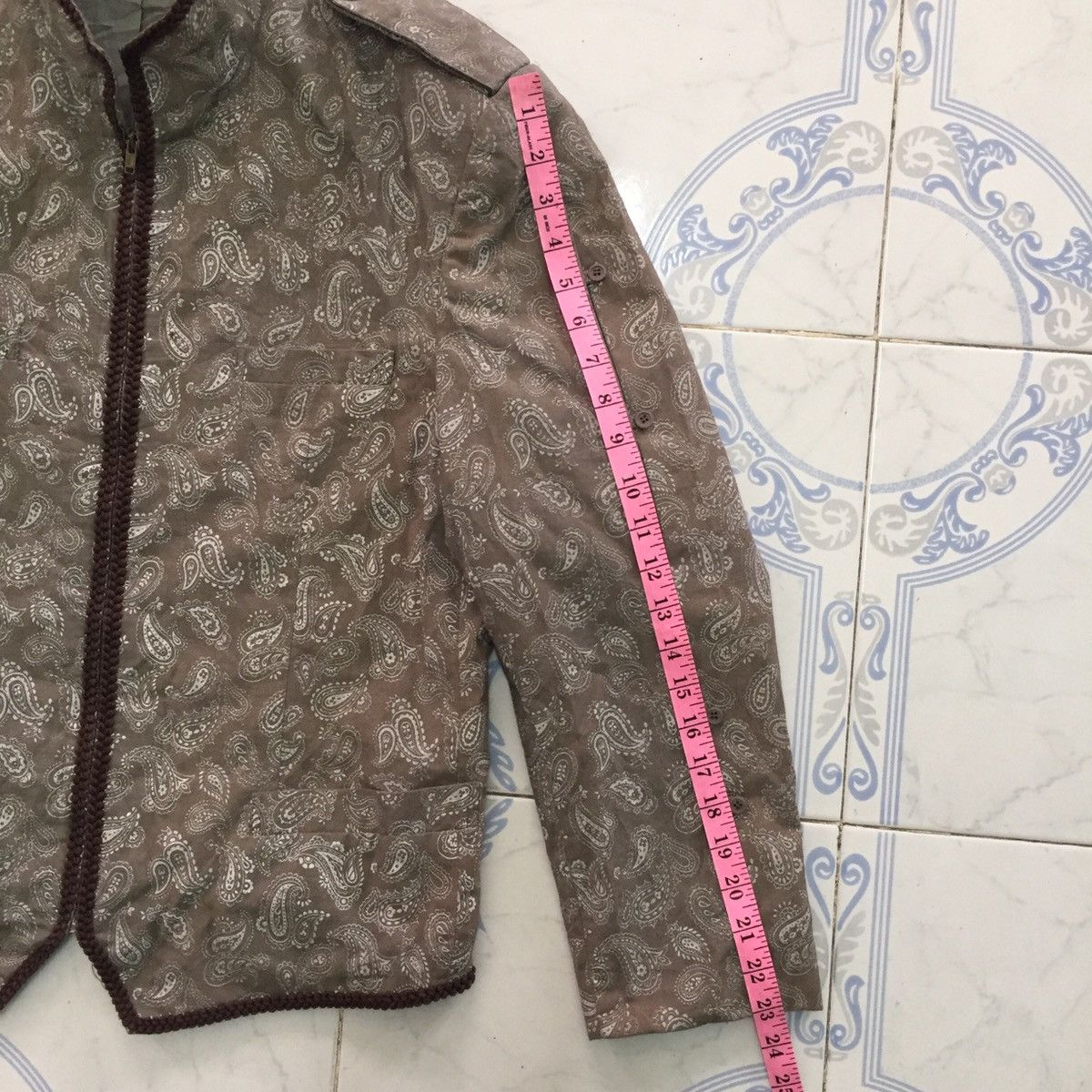 Japanese Brand Pad Shoulder Paisley Kerchief Bandana Style Zipper Jacket Size US M / EU 48-50 / 2 - 16 Thumbnail