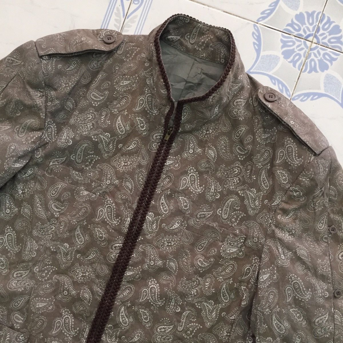 Japanese Brand Pad Shoulder Paisley Kerchief Bandana Style Zipper Jacket Size US M / EU 48-50 / 2 - 5 Thumbnail