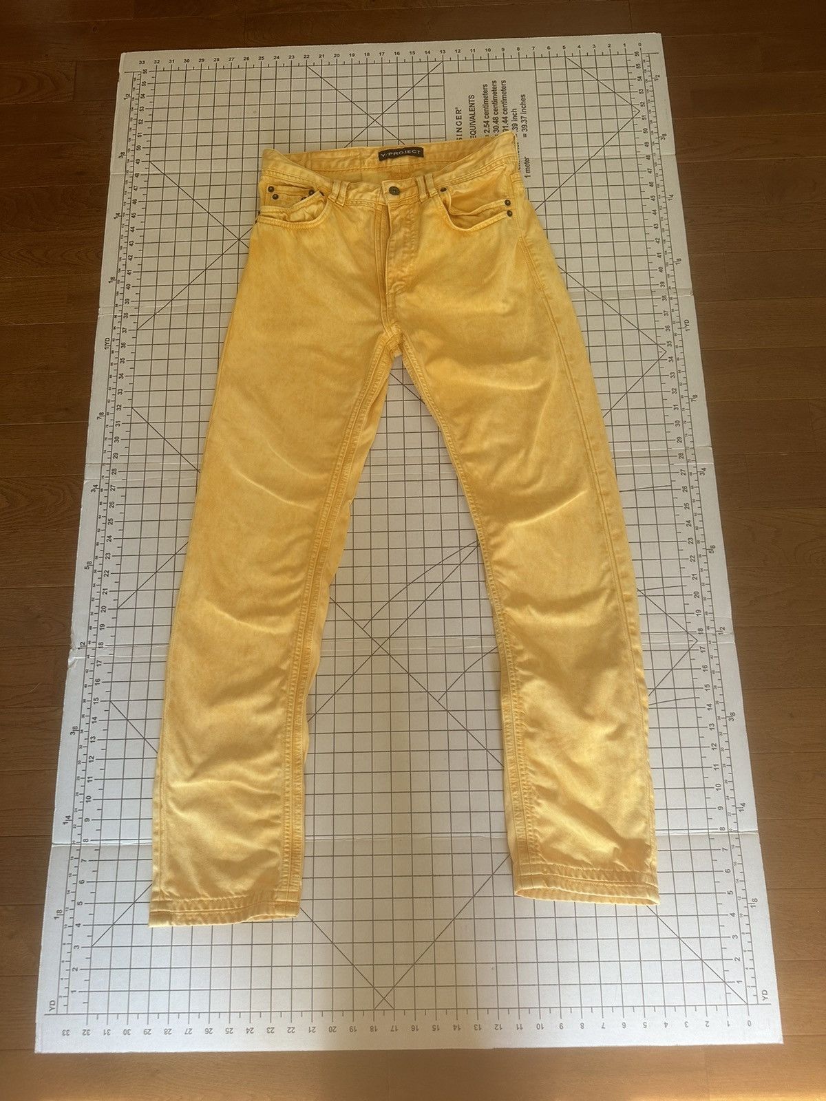 image of Yproject Acid Wash Double Seam/pocket Jeans in Yellow, Men's (Size 32)