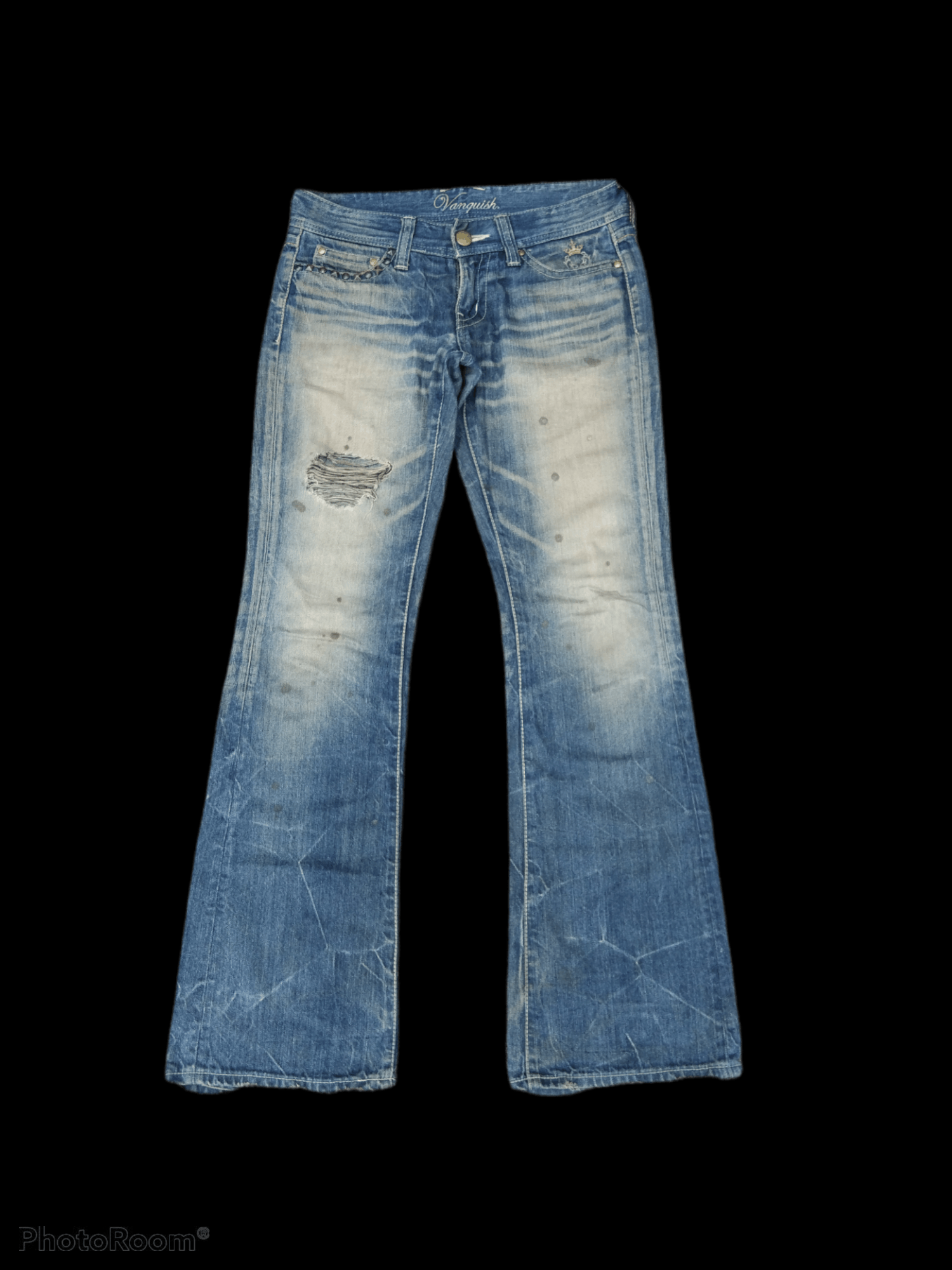 Vanquish FLARE🔥SICK RIPED MADE IN JAPAN VANQUISH PANTS Size US 29 - 1 Thumbnail