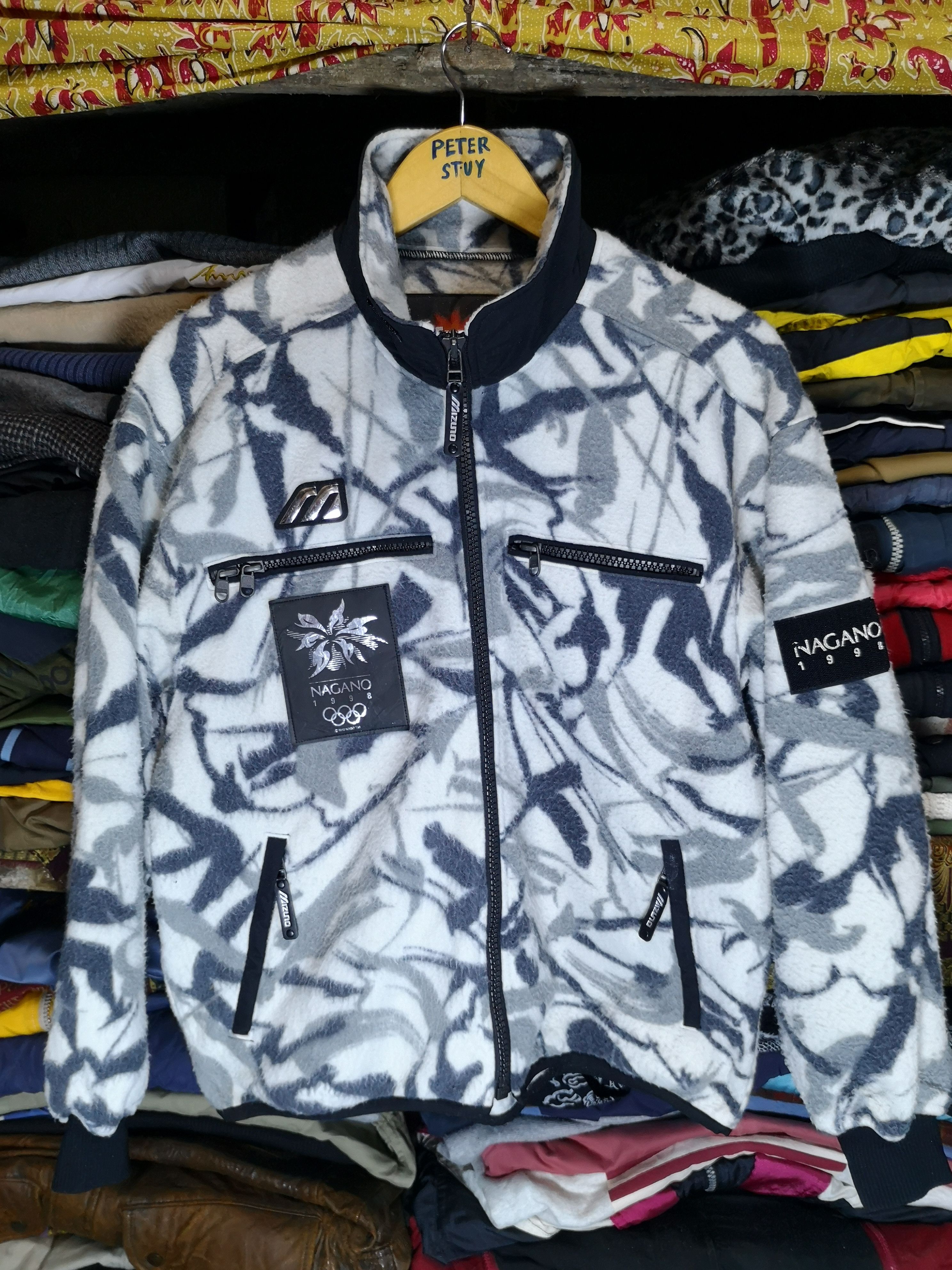 image of Camo x USA Olympics VTG Nagano Olympic 1998 Jacket Nice Design in Black White, Men's (Size Medium)