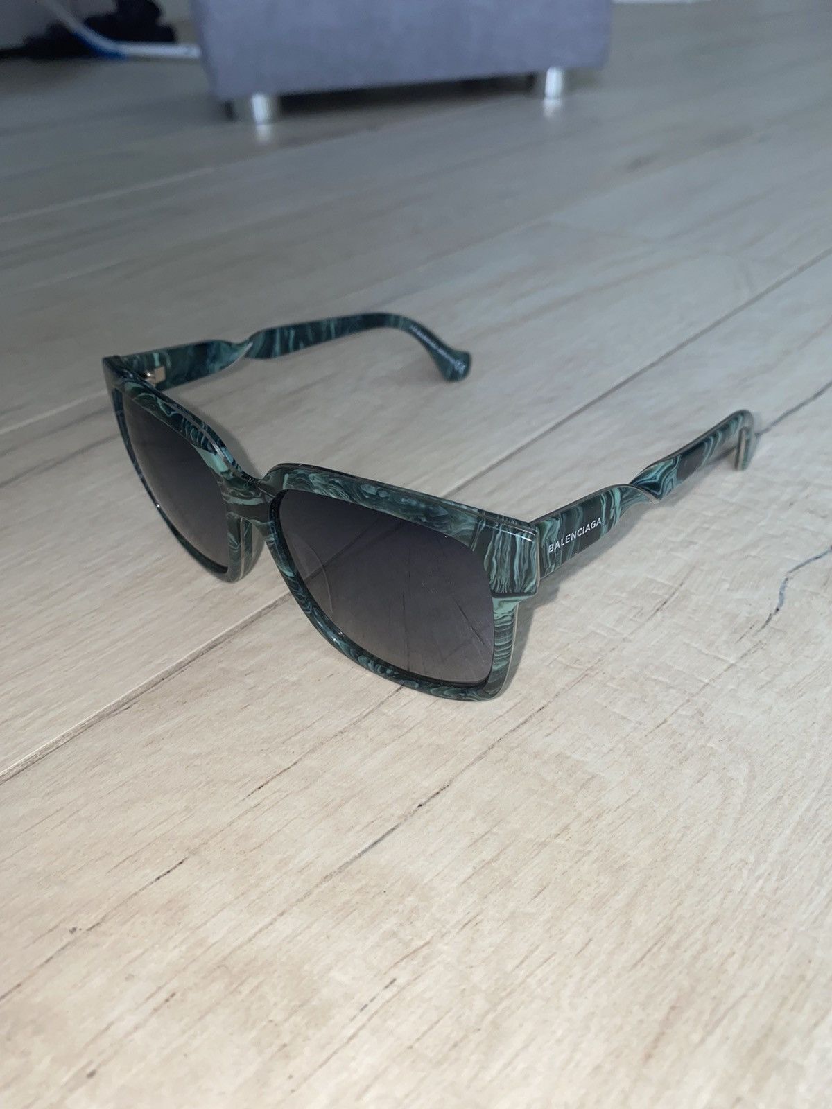 Avant Garde Balenciaga Balenciaga BA 53 61B Marble Geen Twisted Sunglasses Grailed