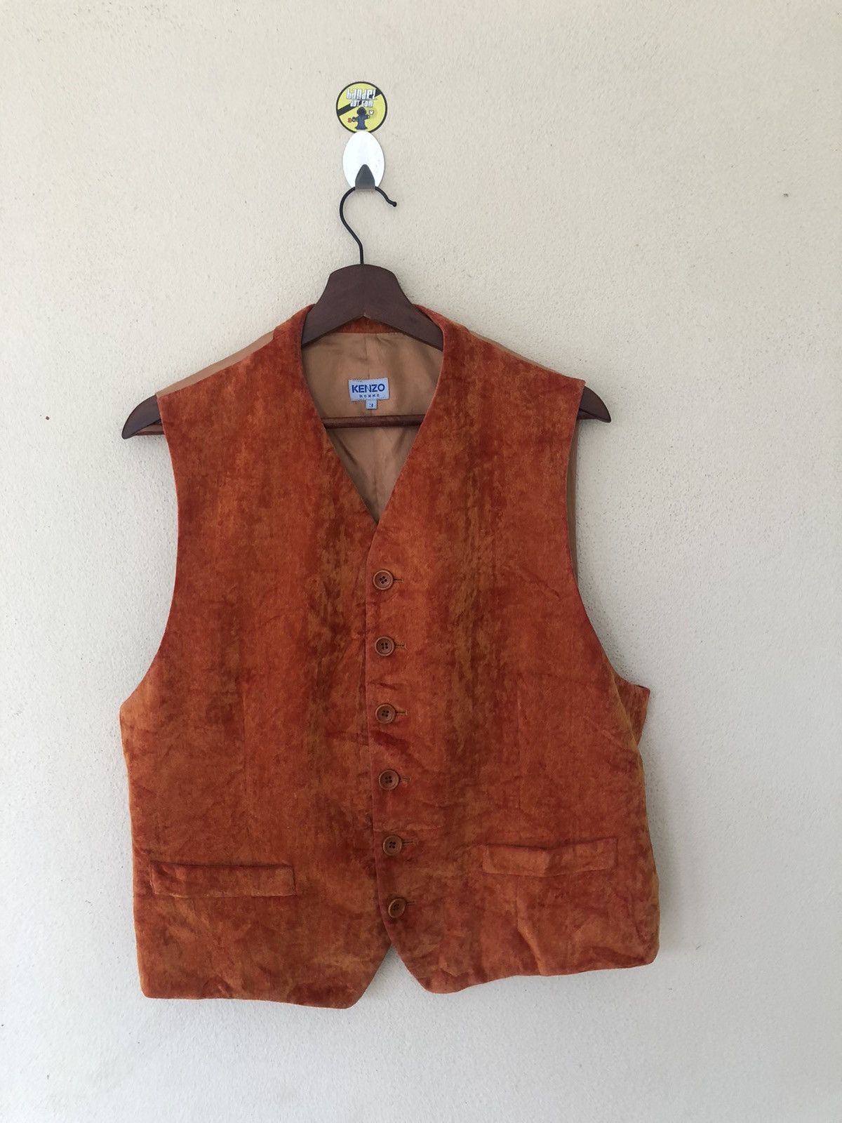 Kenzo × Vintage Velvet Kenzo Homme Orange Vest Size US L / EU 52-54 / 3 - 1 Thumbnail