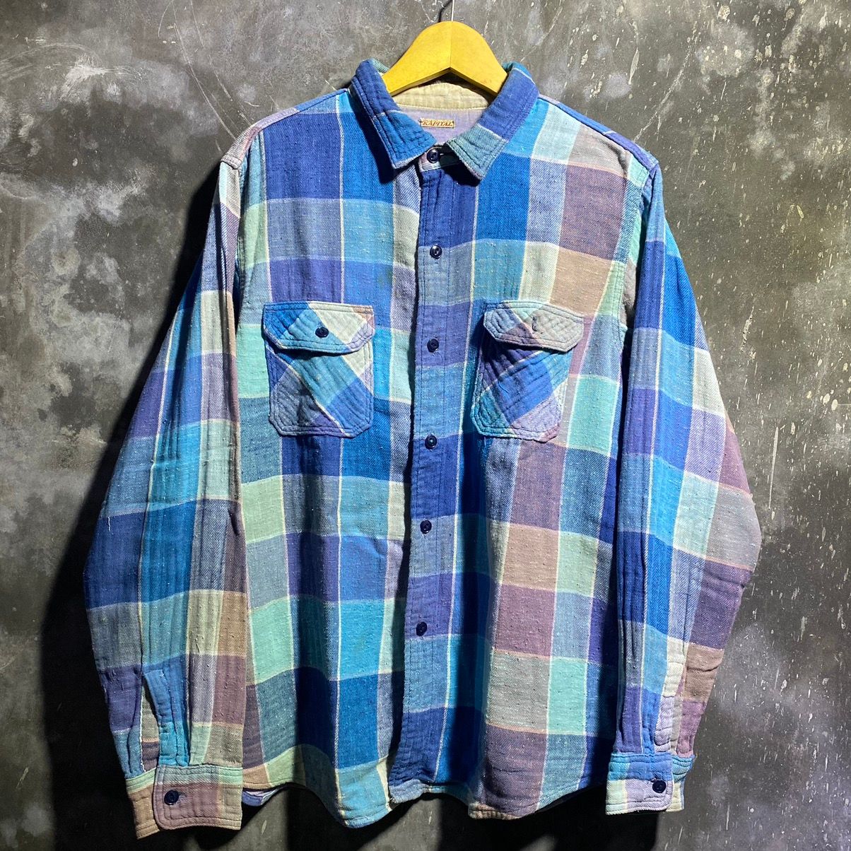 Pre-owned Kapital X Kapital Kountry Kapital Blue Distressed Conditions In Blue Check