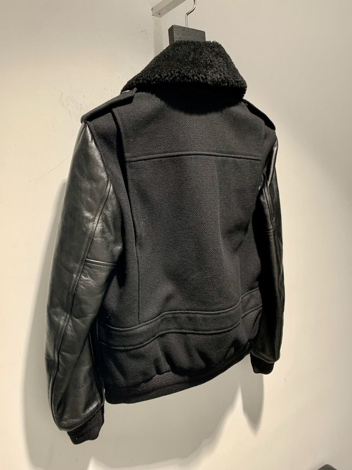 Saint Laurent Paris 19FW Leather Sleeve Aviator Wool Jacket Sz44 Size US S / EU 44-46 / 1 - 4 Thumbnail