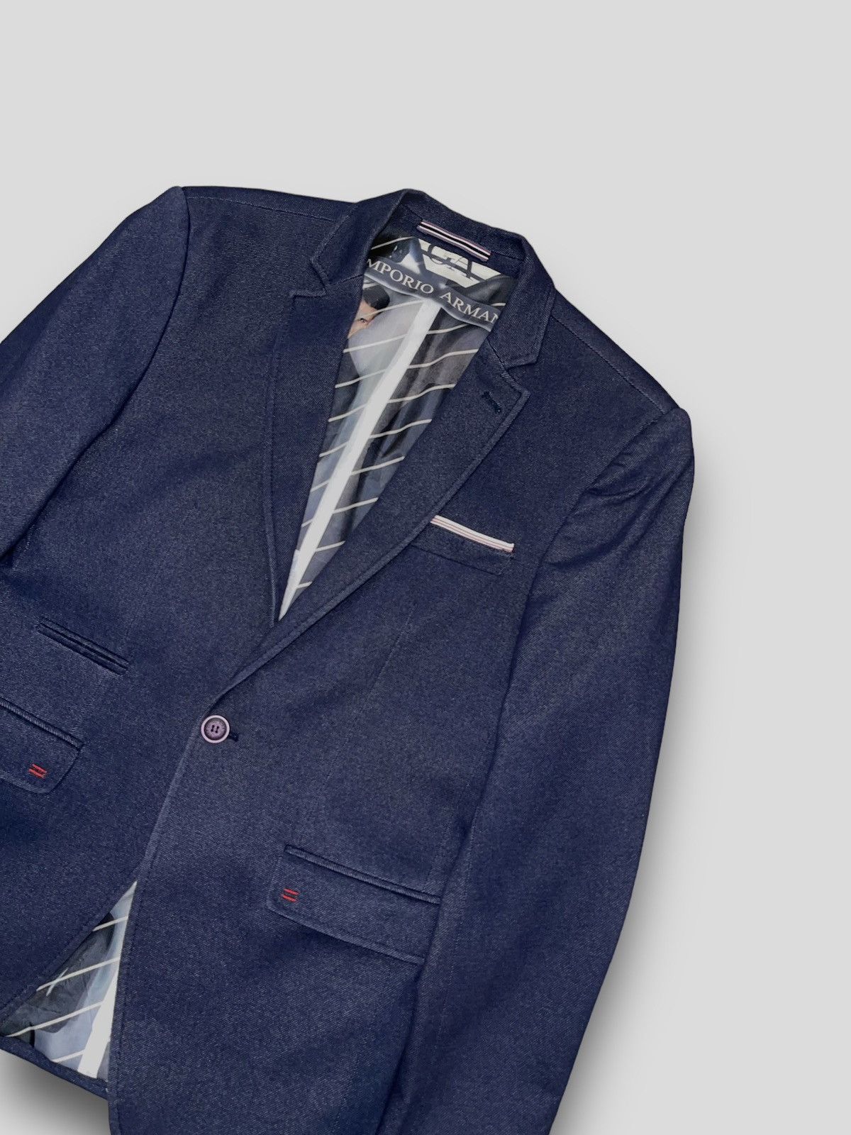 Armani × Emporio Armani × Giorgio Armani Emporio Armani Denim Navy Blazer Jacket Size US M / EU 48-50 / 2 - 4 Thumbnail