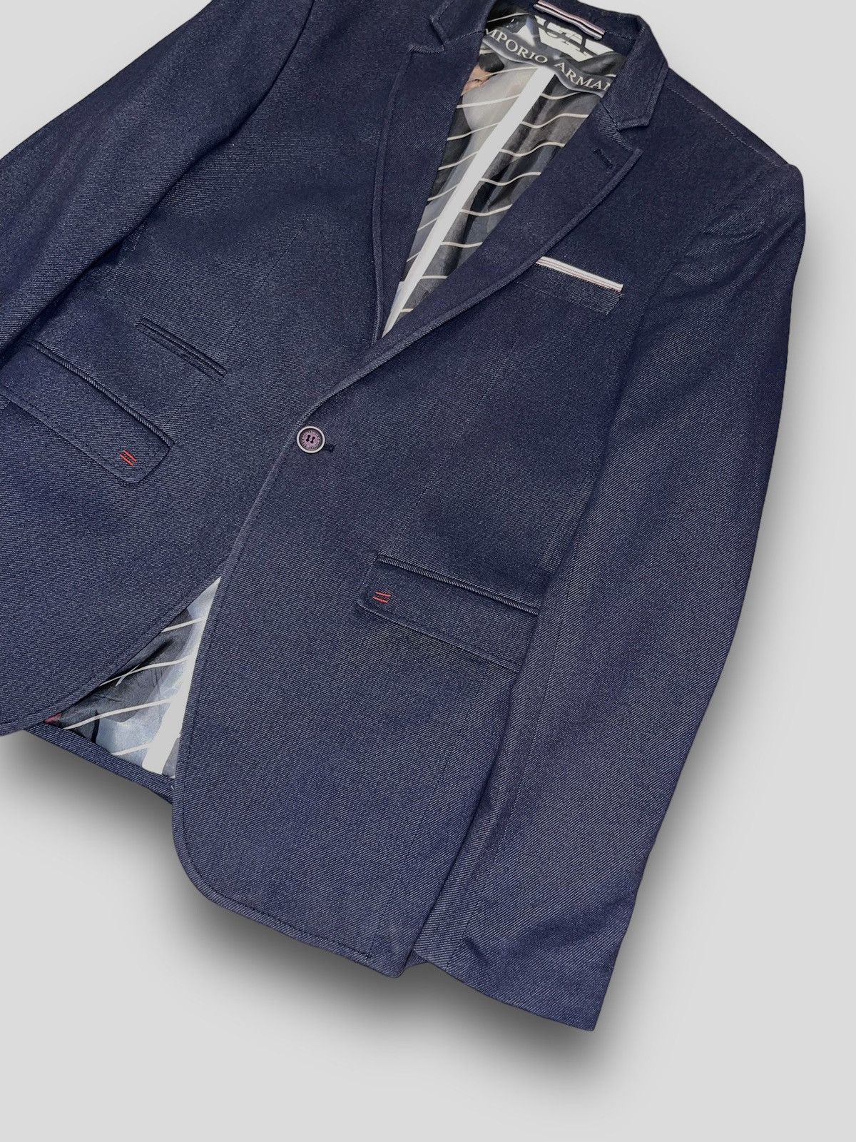 Armani × Emporio Armani × Giorgio Armani Emporio Armani Denim Navy Blazer Jacket Size US M / EU 48-50 / 2 - 2 Thumbnail
