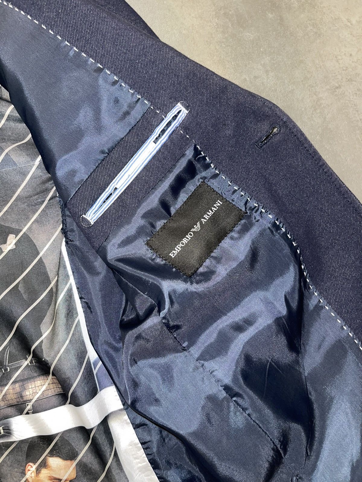 Armani × Emporio Armani × Giorgio Armani Emporio Armani Denim Navy Blazer Jacket Size US M / EU 48-50 / 2 - 12 Thumbnail
