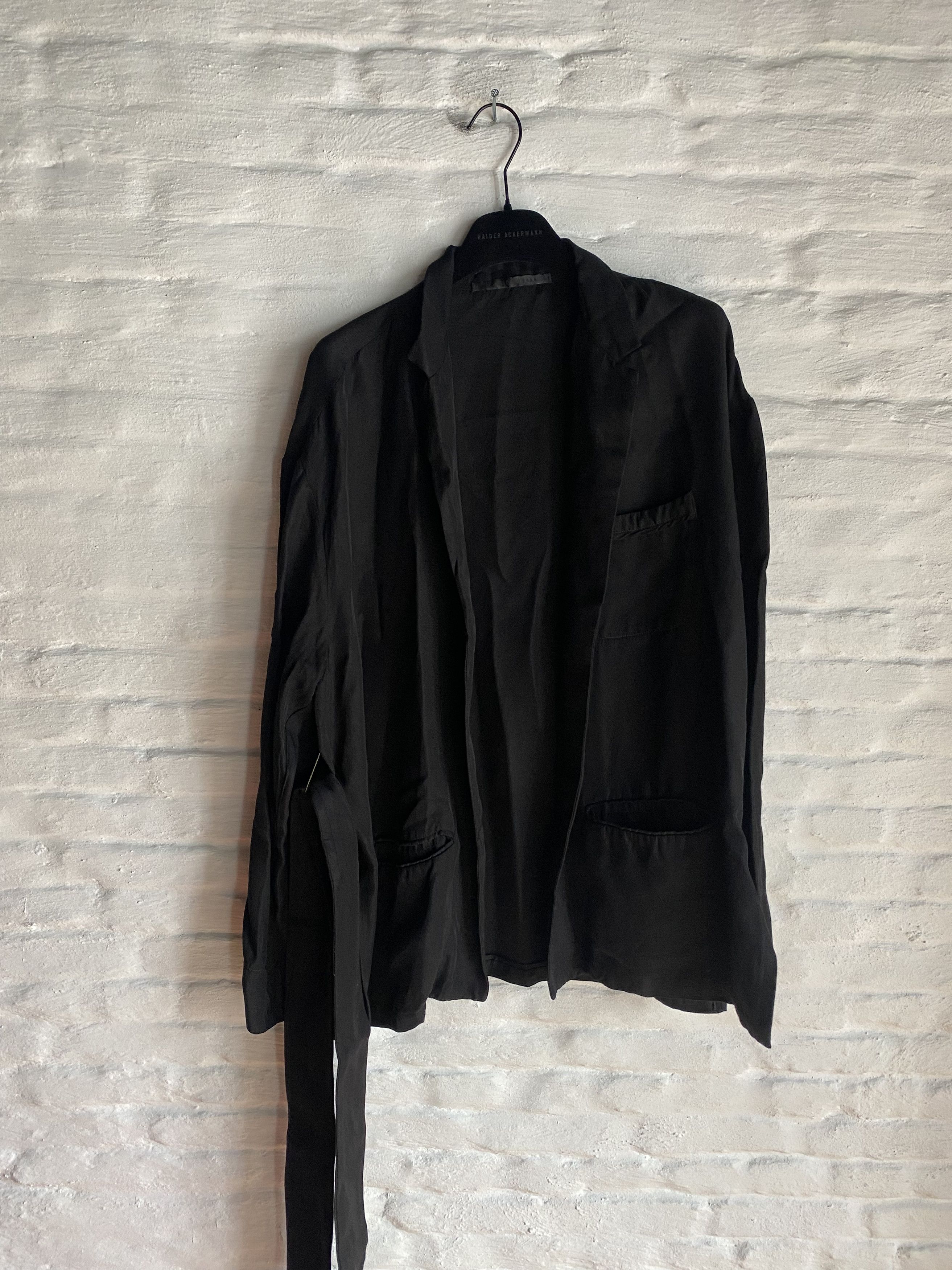 image of Haider Ackermann Silk Robe in Black, Men's (Size Medium)