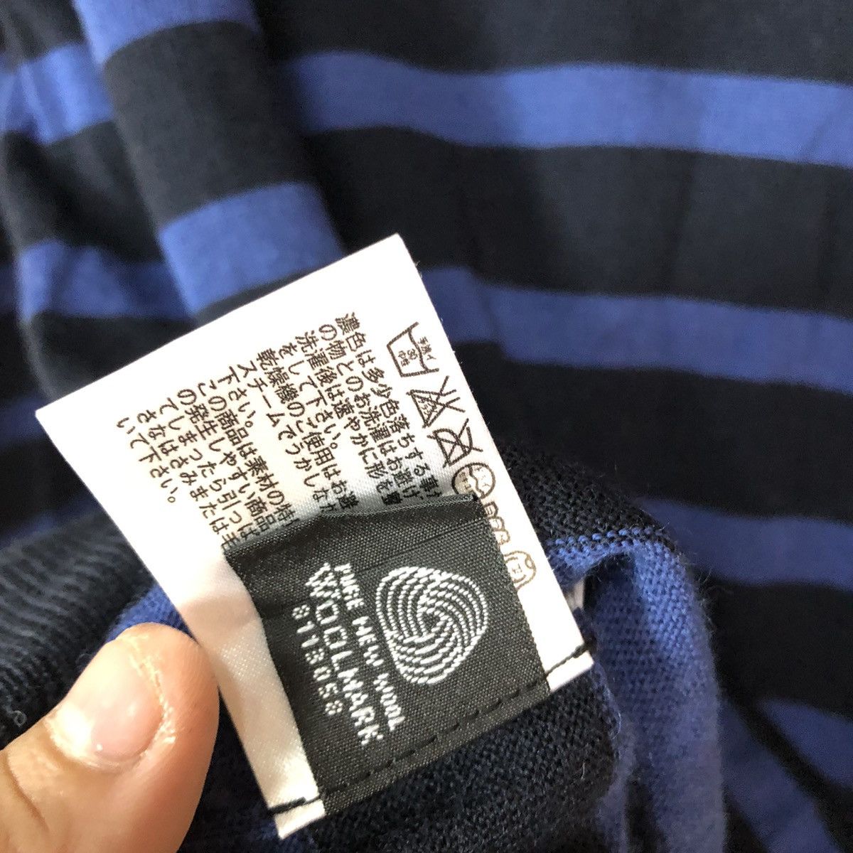 Homespun Knitwear Extra Fine Marine Wool Blue Stripe Knitwear cardigan#395B Size US M / EU 48-50 / 2 - 14 Thumbnail