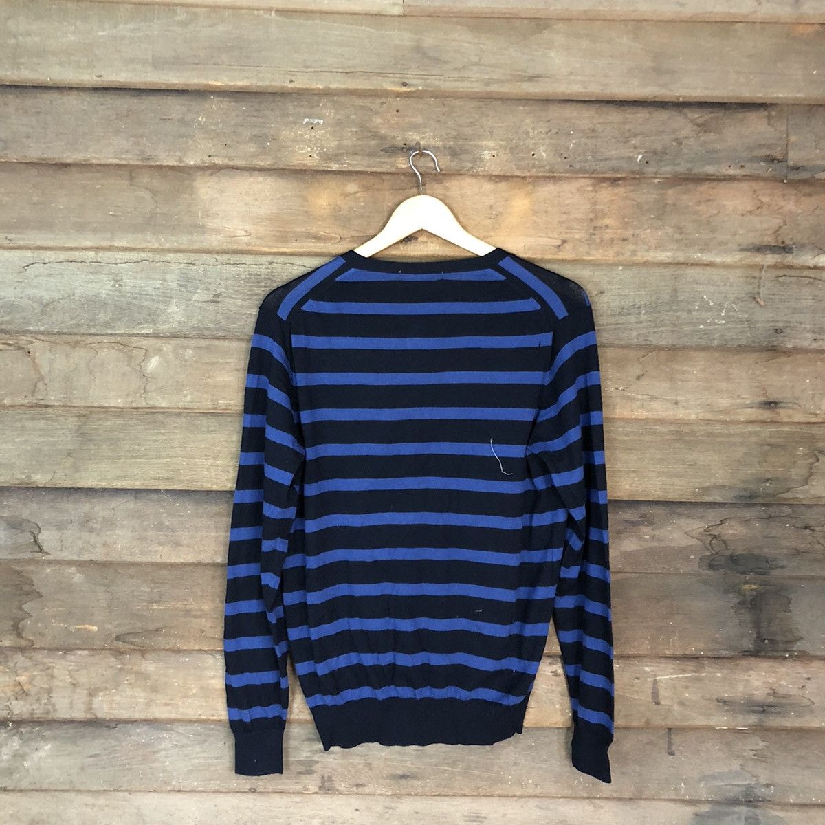 Homespun Knitwear Extra Fine Marine Wool Blue Stripe Knitwear cardigan#395B Size US M / EU 48-50 / 2 - 12 Thumbnail