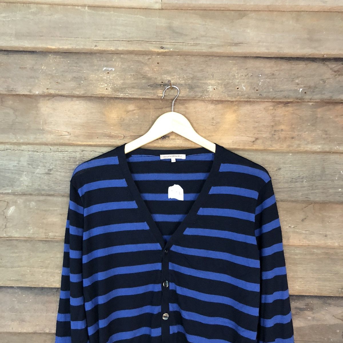 Homespun Knitwear Extra Fine Marine Wool Blue Stripe Knitwear cardigan#395B Size US M / EU 48-50 / 2 - 2 Thumbnail
